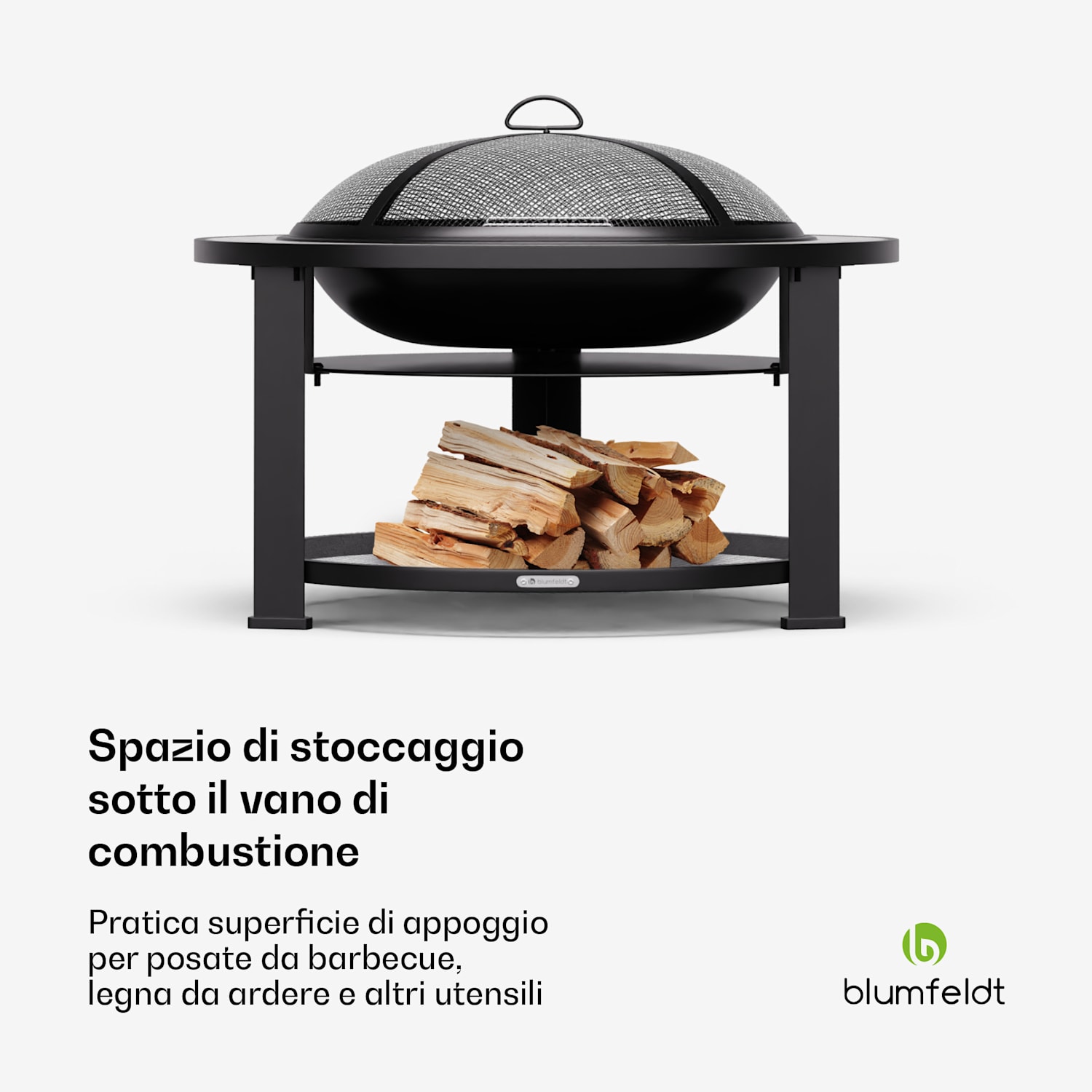 Merano Circolo - Braciere 3 in 1 con funzione grill, utilizzabile come tavolo, 87 cm di diametro round | Bianco