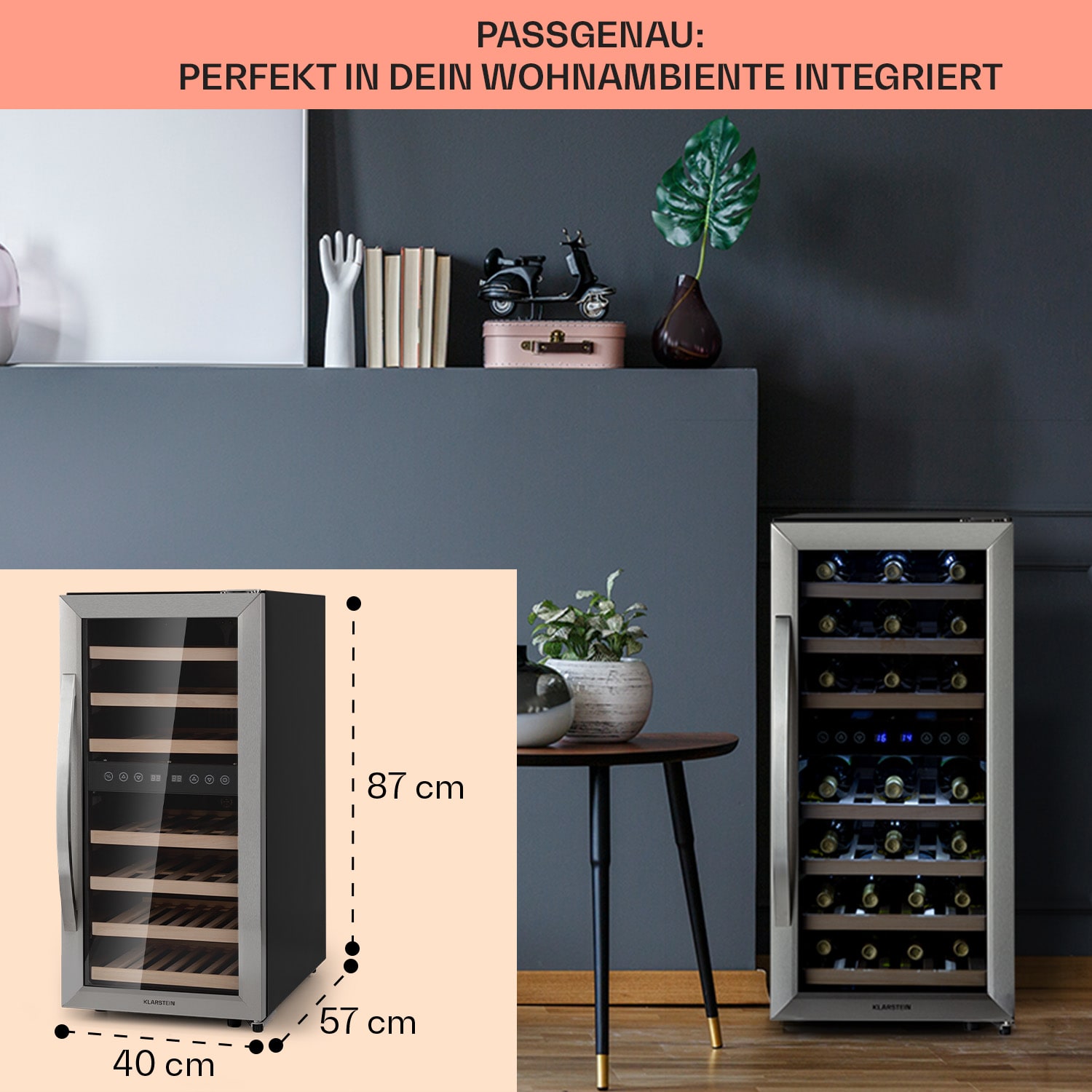 Vinamour 33 Duo - Frigorifero per vini, 2 zone, 89 L/33 bottiglie, 5-18 °C, touch 