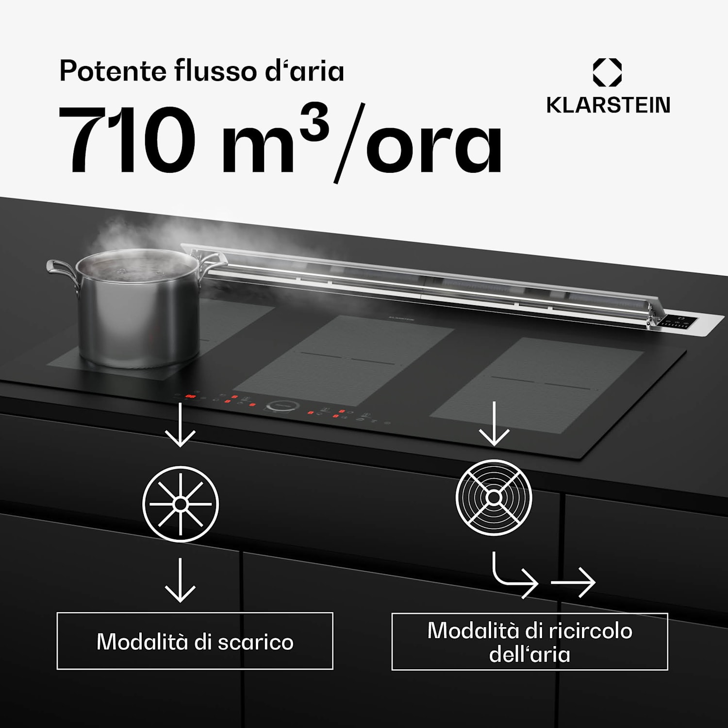 Brisa - Cappa aspirante a scomparsa in acciaio inox, 90 cm, 708 m³/ora, A+ 90 cm | Acciaio inox