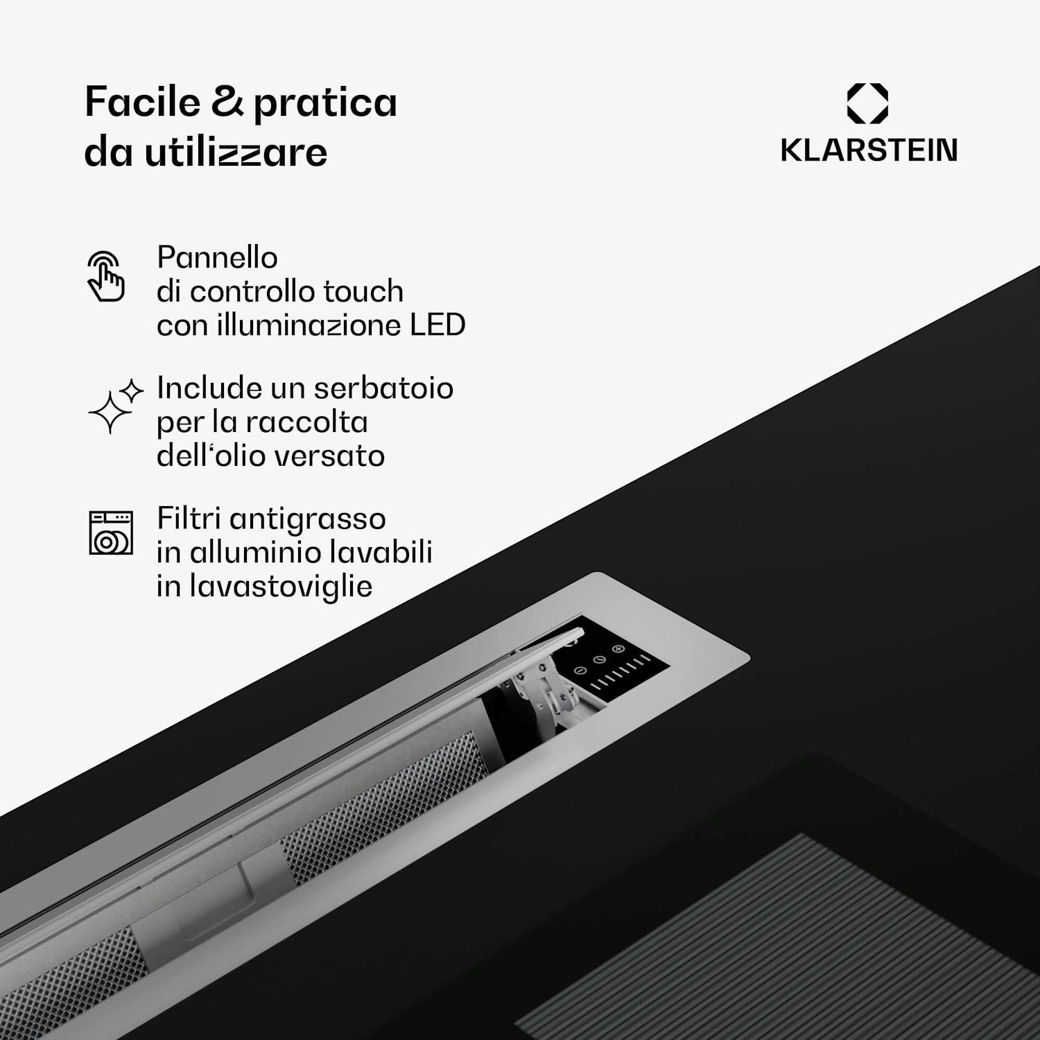 Brisa - Cappa aspirante a scomparsa in acciaio inox, 90 cm, 708 m³/ora, A+ 90 cm | Acciaio inox