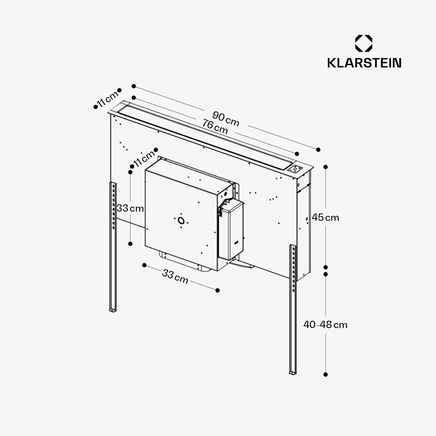 Brisa - Cappa aspirante a scomparsa in acciaio inox, 90 cm, 708 m³/ora, A+ 90 cm | Acciaio inox