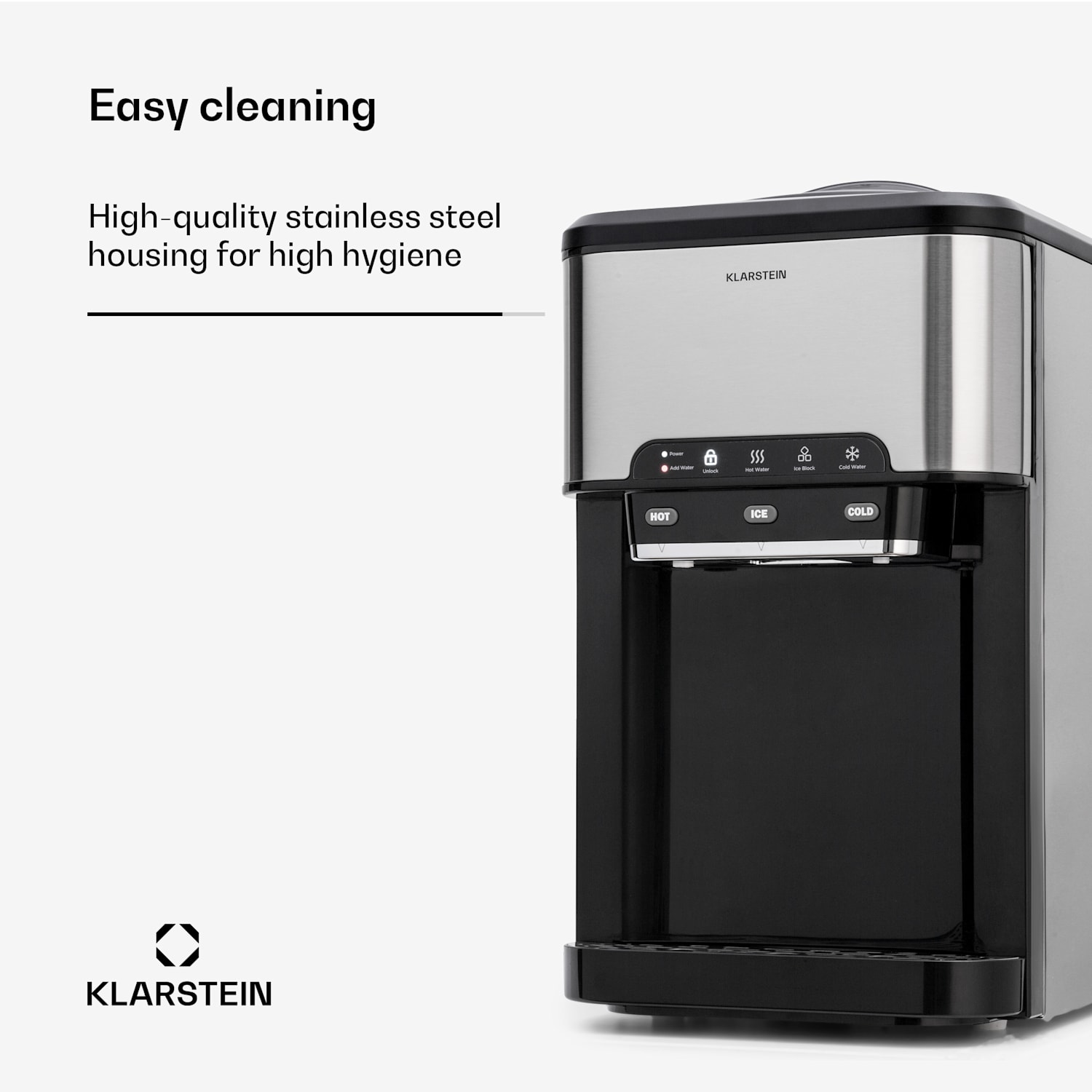 Aqueous ice cube machine 3-in-1: Ice cubes, water dispenser: hot & cold 20 kg/24h Silver