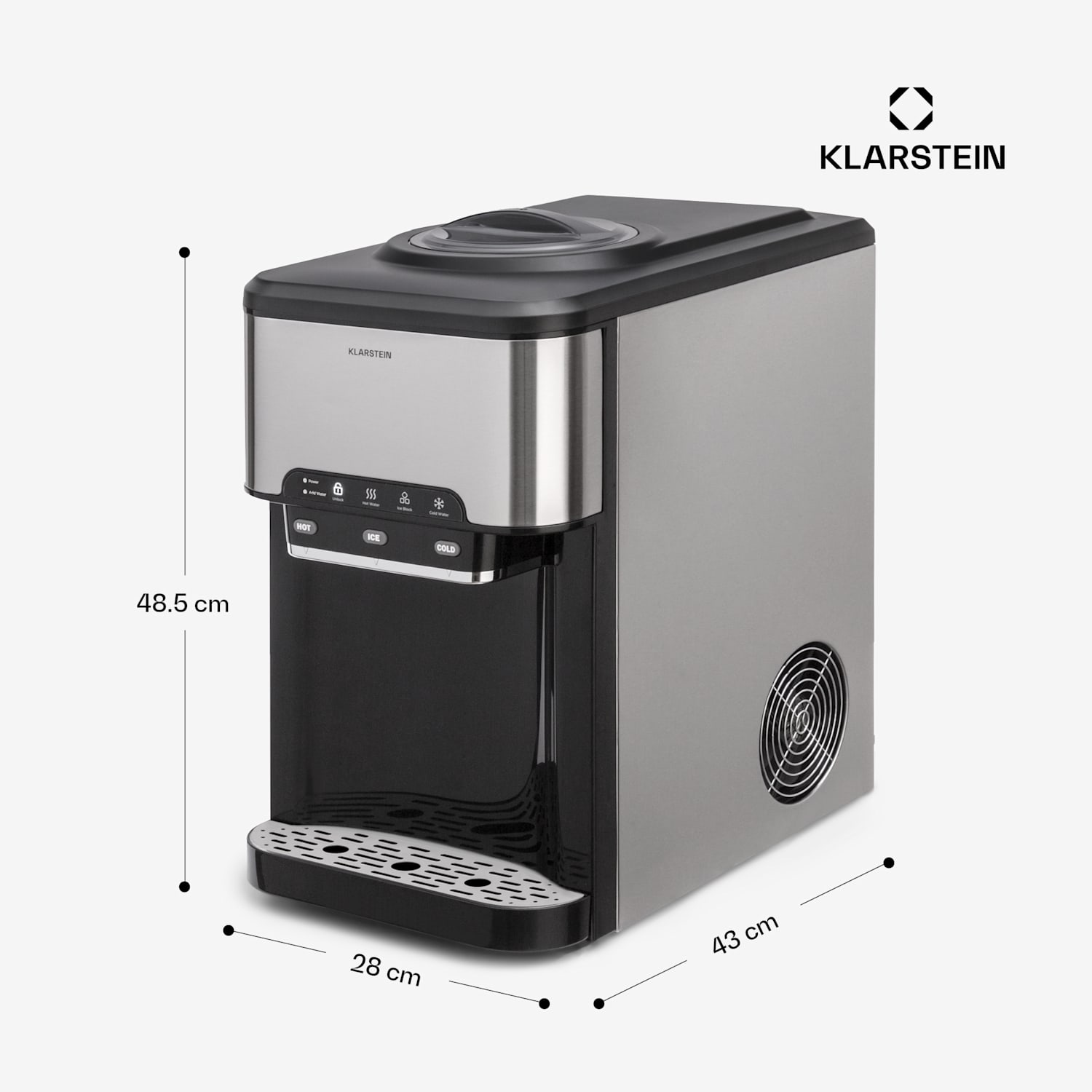 Aqueous ice cube machine 3-in-1: Ice cubes, water dispenser: hot & cold 20 kg/24h Silver