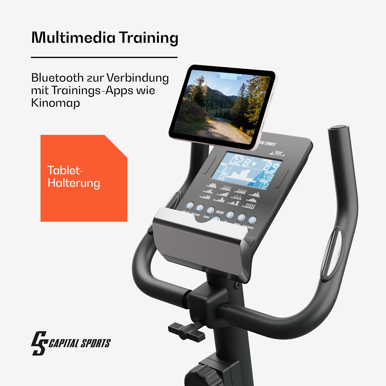 Helios Cardiobike Heimtrainer Bluetooth App 32-Stufen Magnetwiderstand 