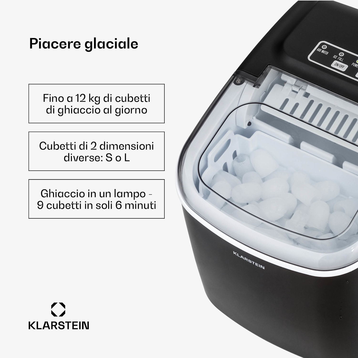 Caldwell macchina per ghiaccio Bulleteis 12kg/24h serbatoio acqua: 1,3 l 1,3 Ltr | Nero