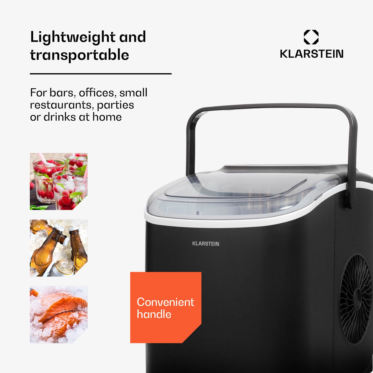 Caldwell jääpalakone sylinterijää 12 kg/24 h vesisäiliö: 1,3 l 1,3 Ltr | Musta