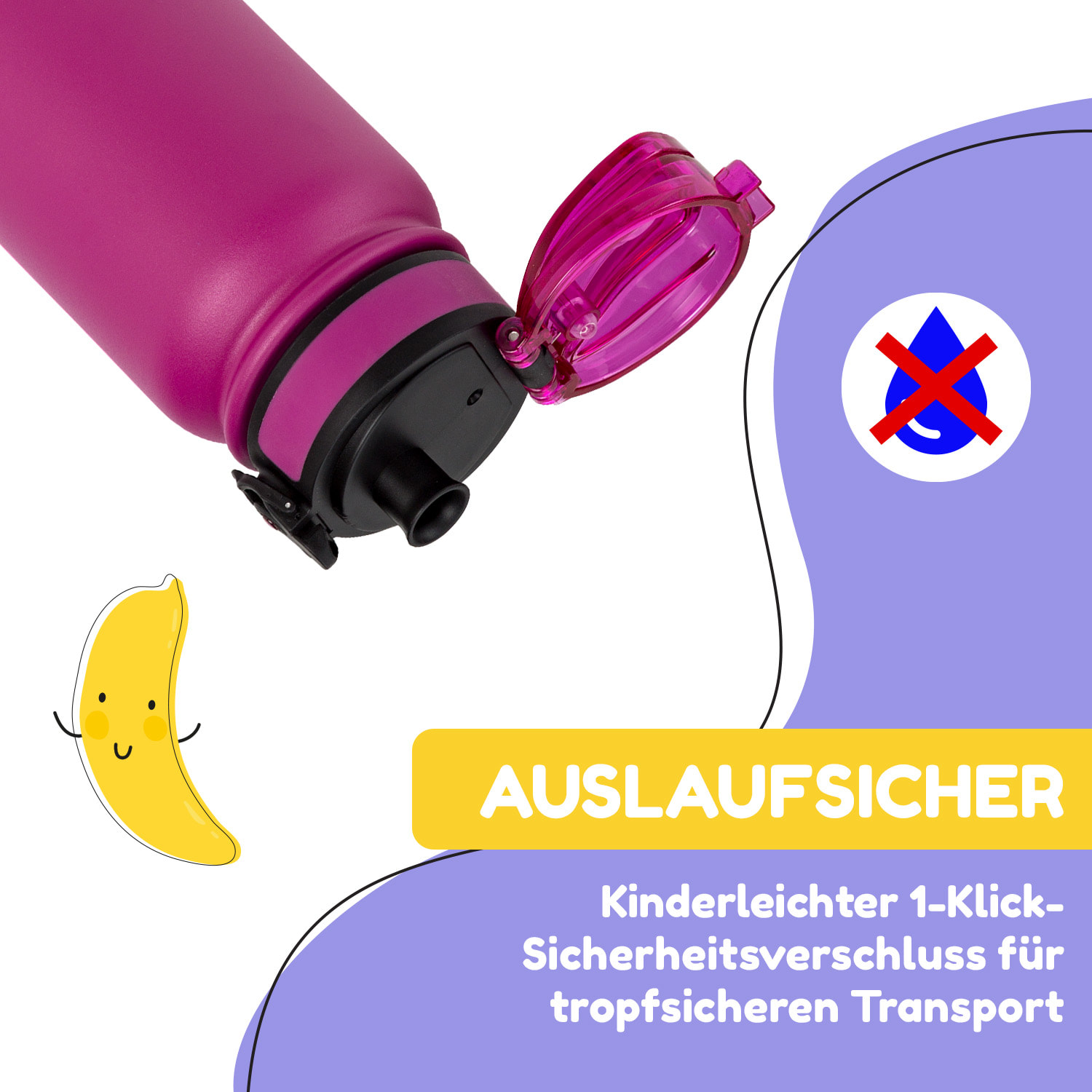 Wakaba Thermosflasche 550 ml Edelstahl Tritan BPA-frei 550 ml | Violett