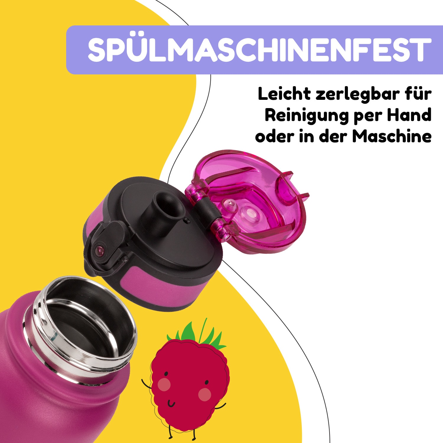 Bouteille thermos Wakaba 550 ml en acier inoxydable Tritan sans BPA 550 ml | Purple Sun