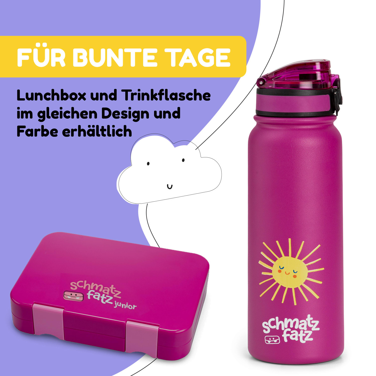 Bouteille thermos Wakaba 550 ml en acier inoxydable Tritan sans BPA 550 ml | Purple Sun