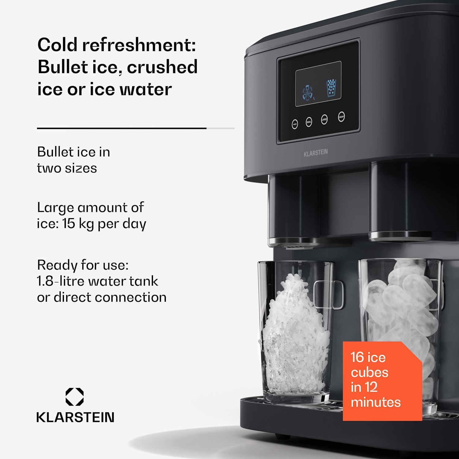 Eiszeit Crush ice cube machine 2 sizes crushed ice Black