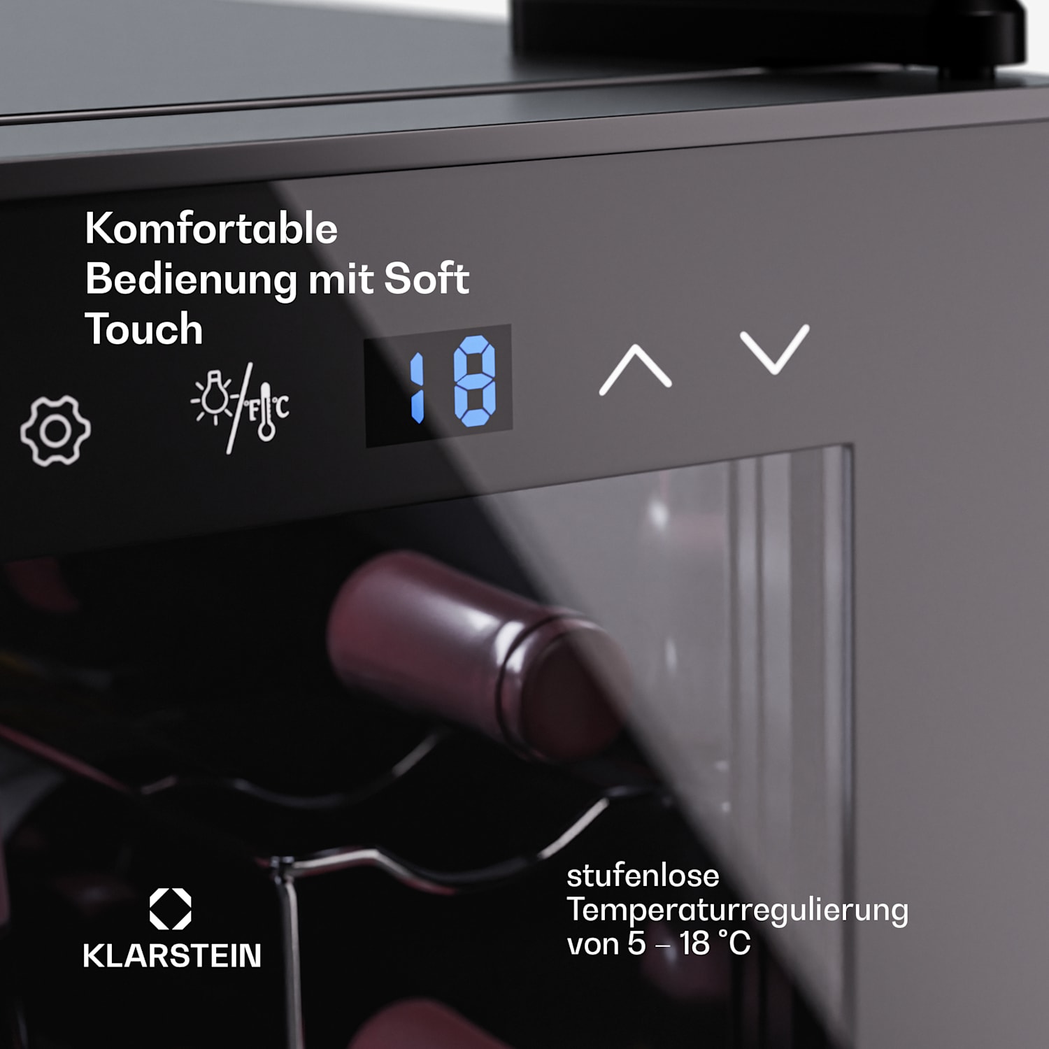 Shiraz 8 Uno Vertical Weinkühlschrank 8 Flaschen 8 - 18 °C Touch-Control 8 Flaschen (vertikal) | 1 Kühlzone | Schwarz