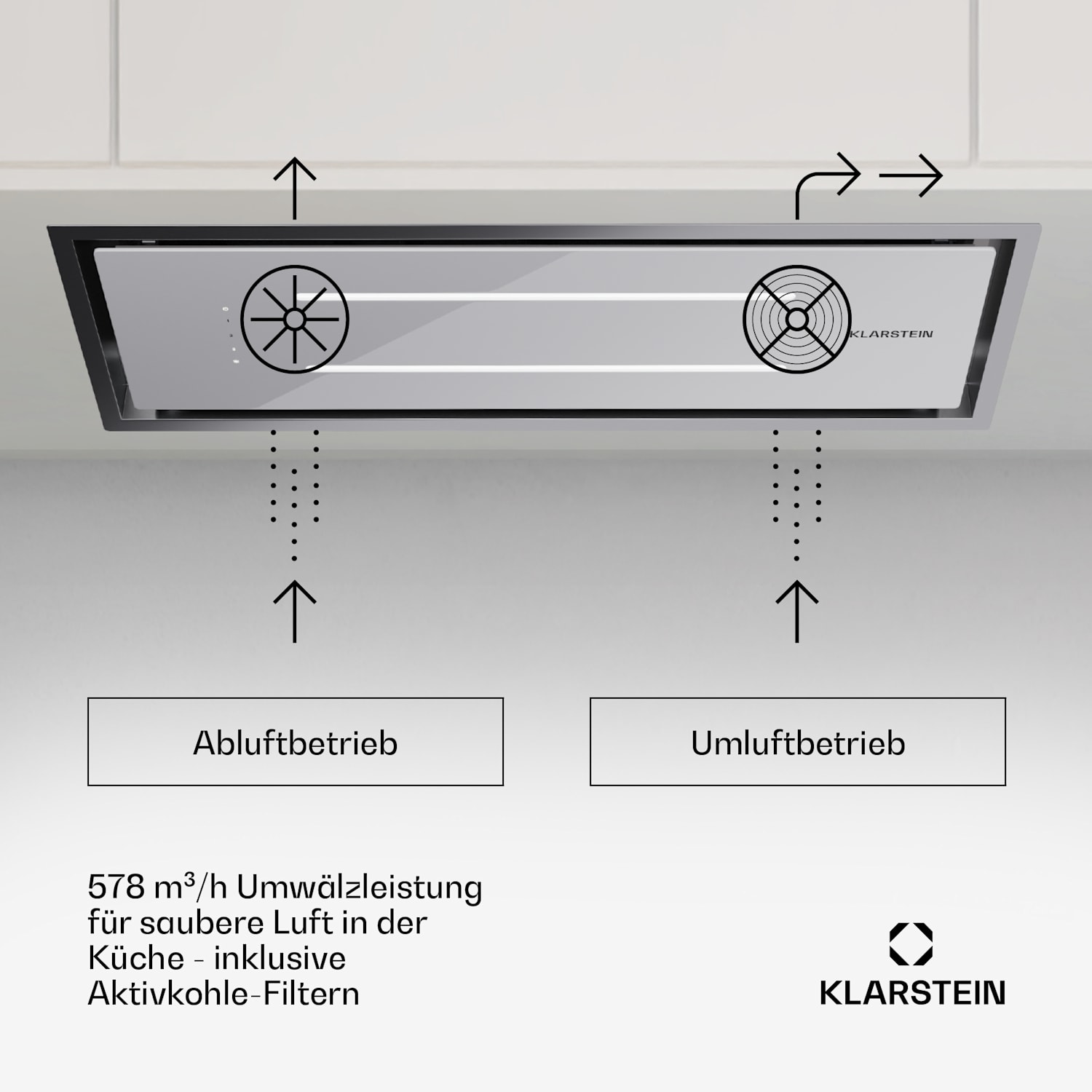 High Line Eco 77 Deckenhaube 77 cm 436 m³/h Stufen Fernbedienung Ambientelicht 