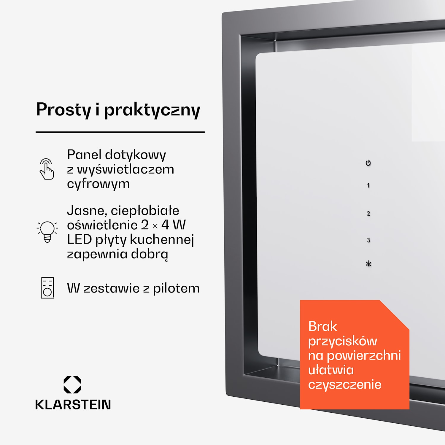 High Line Eco 77, okap kuchenny sufitowy, 77 cm, 436 m³/h, pilot, oświetlenie otoczenia 77 cm | Biały