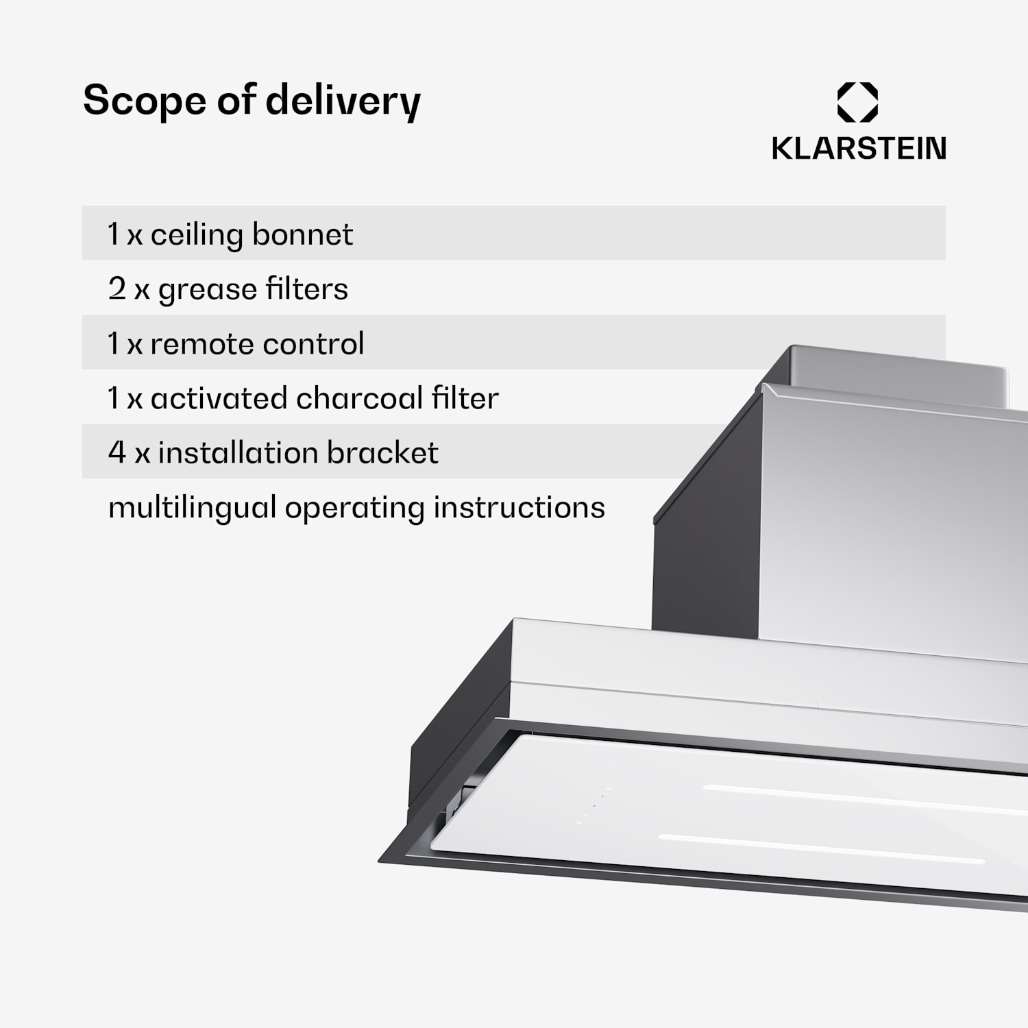 High Line Eco 77 ceiling hood 77 cm 436 m³/h levels remote control ambient light 77 cm | White