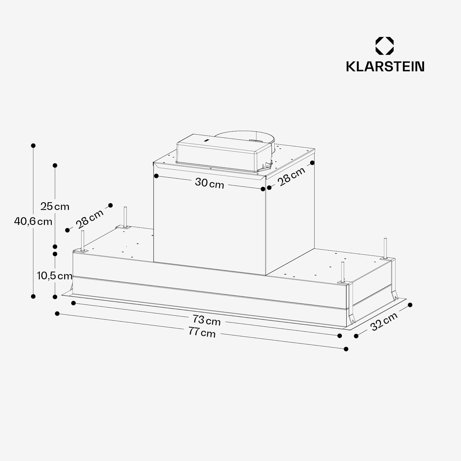 High Line Eco 77 ceiling hood 77 cm 436 m³/h levels remote control ambient light 77 cm | White