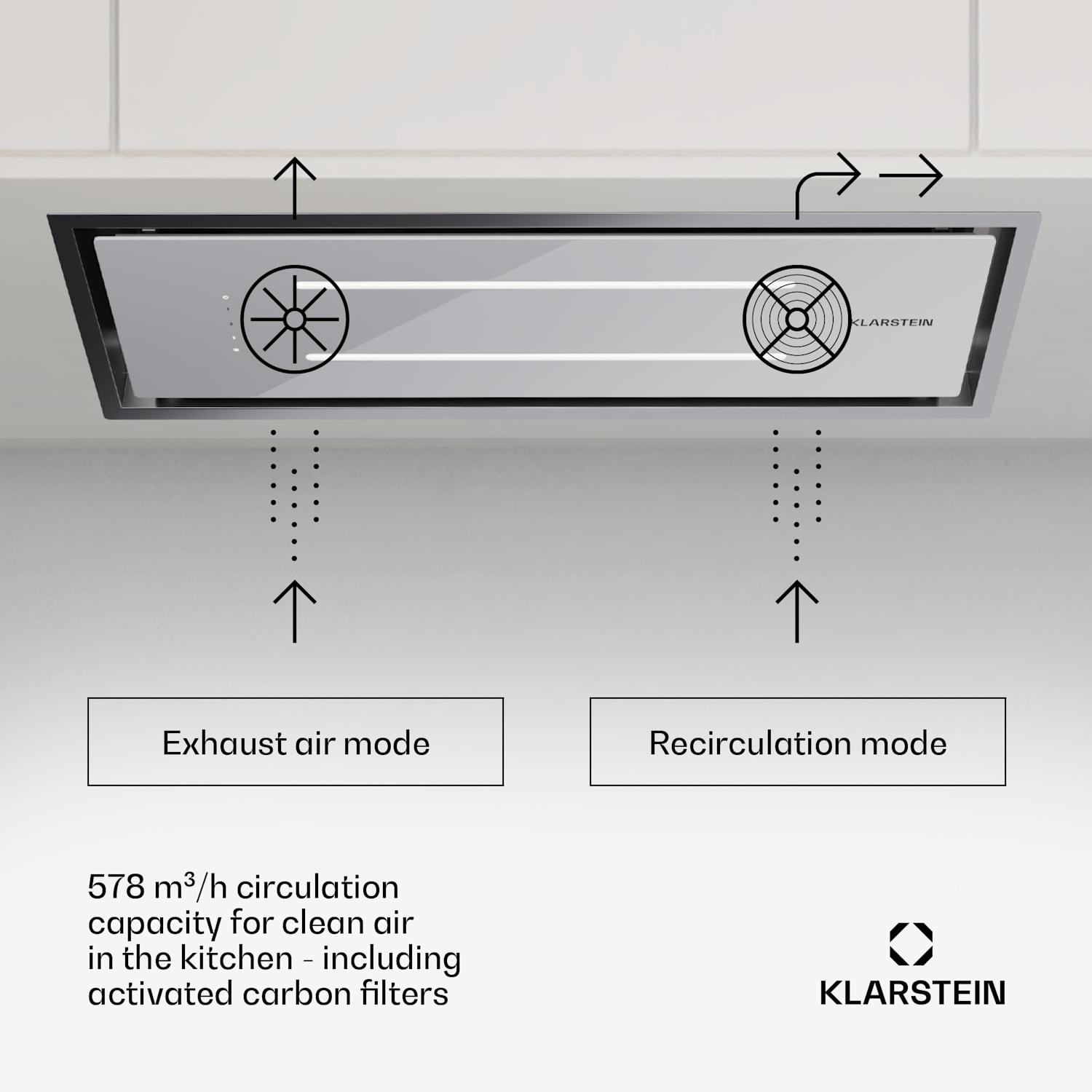 High Line Eco 90 ceiling hood 90 cm 436 m³/h levels remote control ambient light 90 cm | White