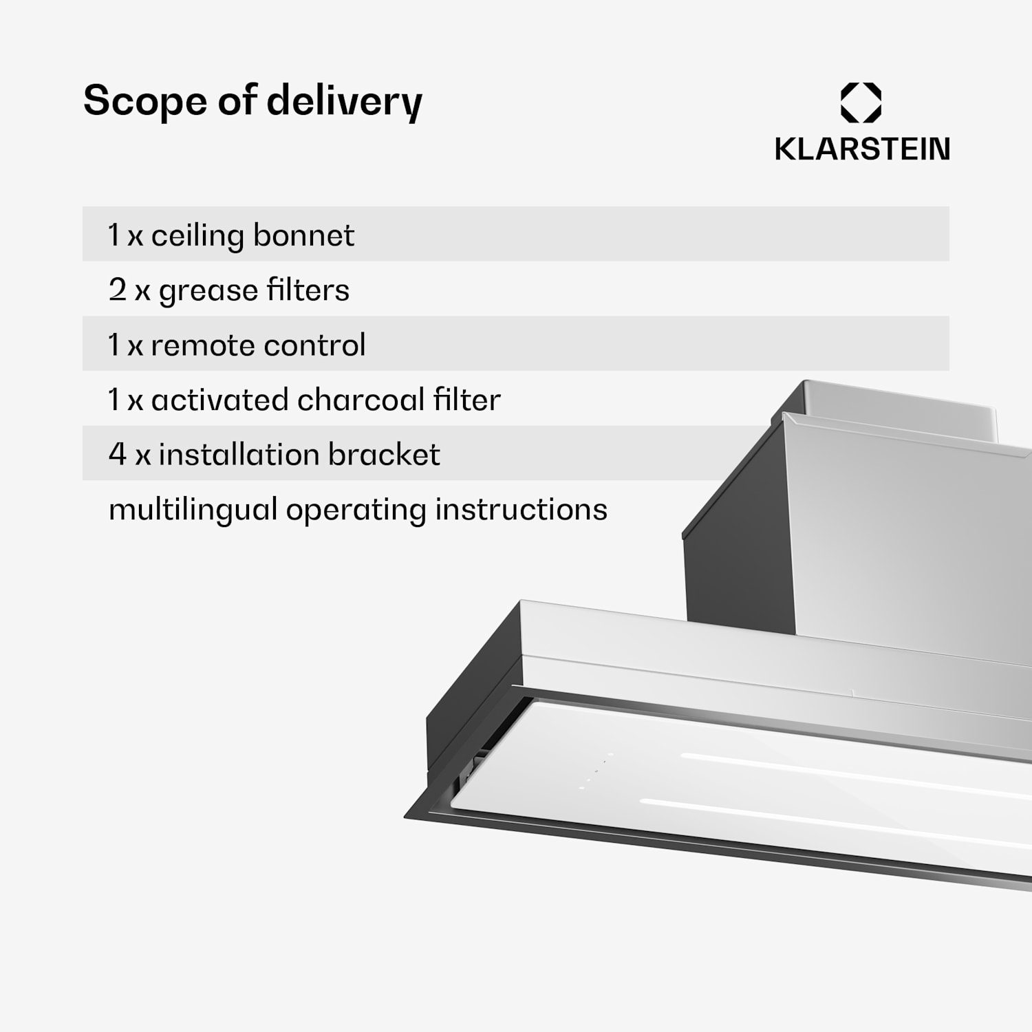 High Line Eco 90 ceiling hood 90 cm 436 m³/h levels remote control ambient light 90 cm | White