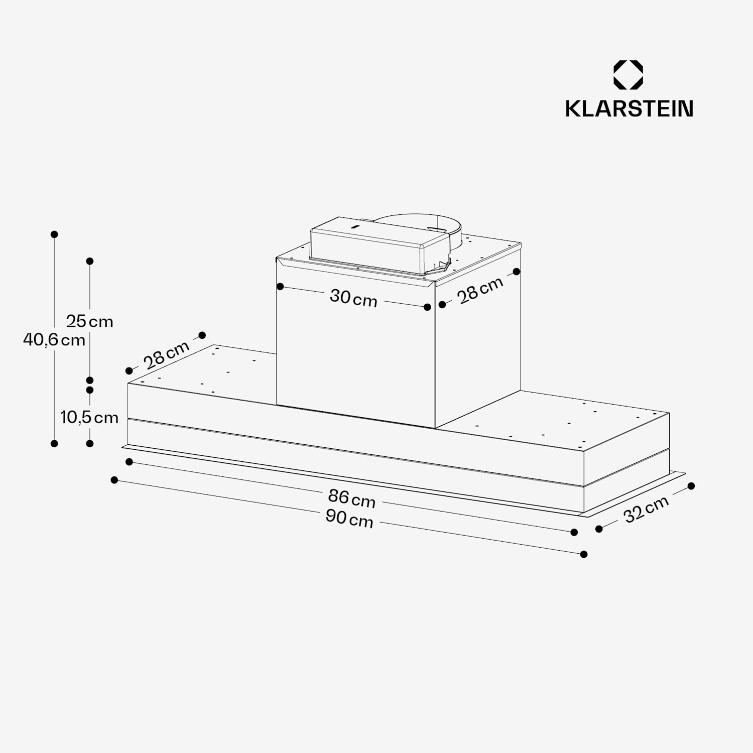 High Line Eco 90 ceiling hood 90 cm 436 m³/h levels remote control ambient light 90 cm | White