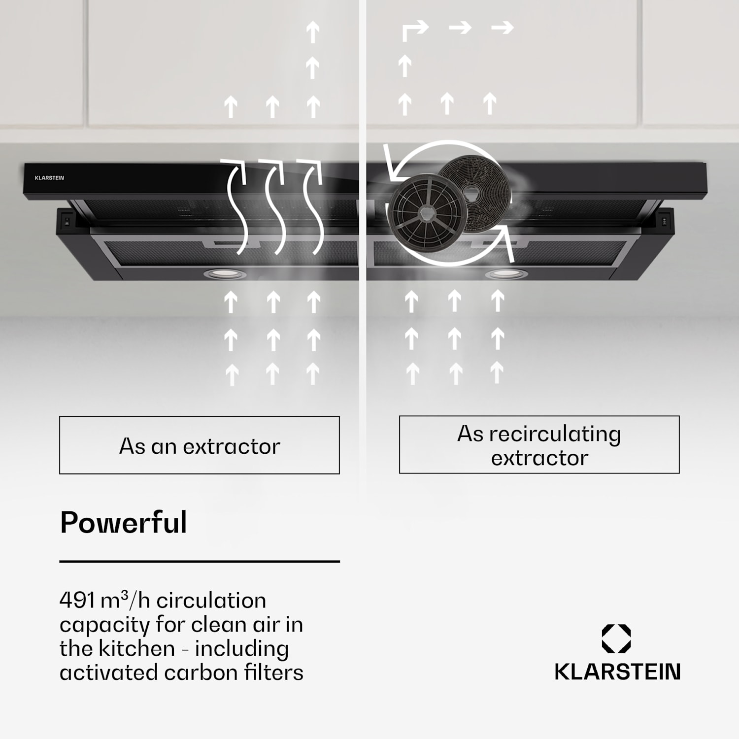 Mariana 90 Neo flat screen hood 491 m³/h exhaust/recirculating air LED EEC C 90 cm | Black