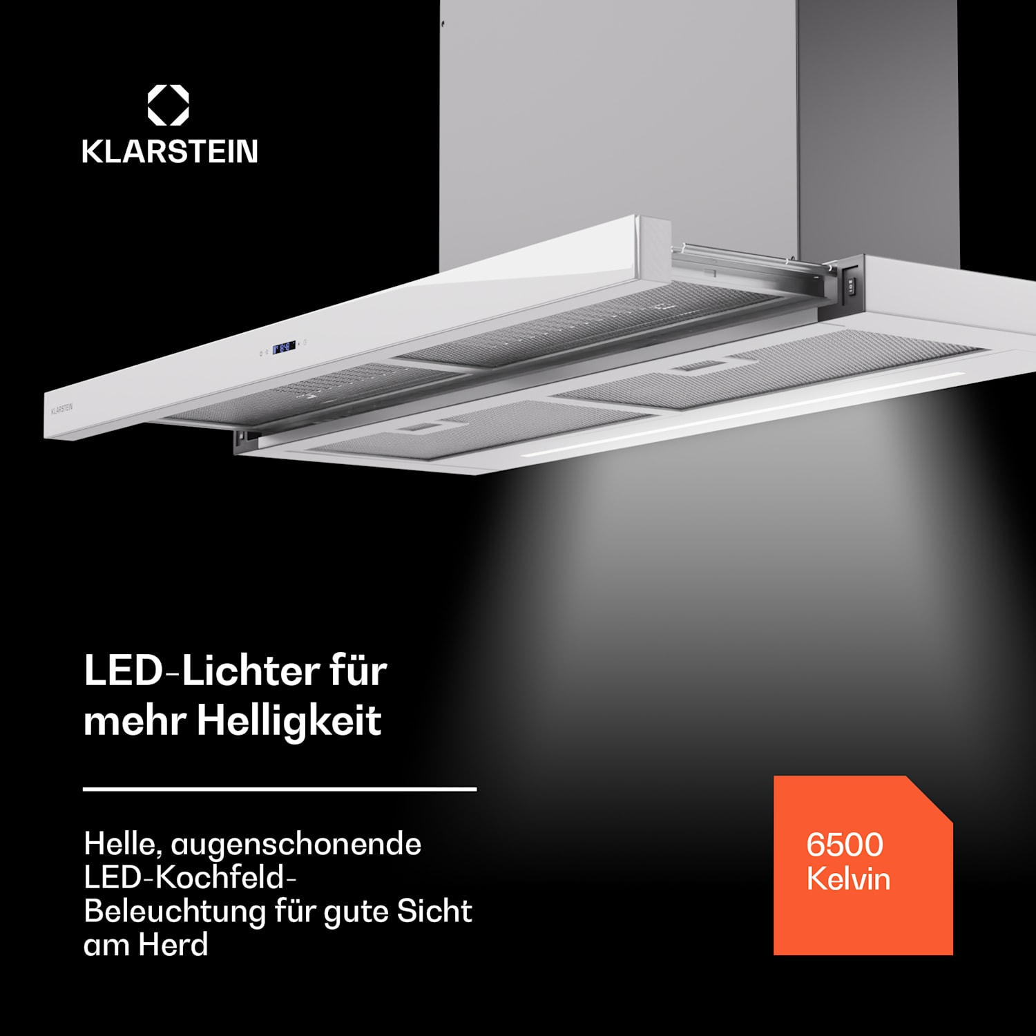Mariana Neo 90 - Cappa a schermo piatto, 90 cm, 640 m³/ora, scarico, LED 90 cm | Bianco