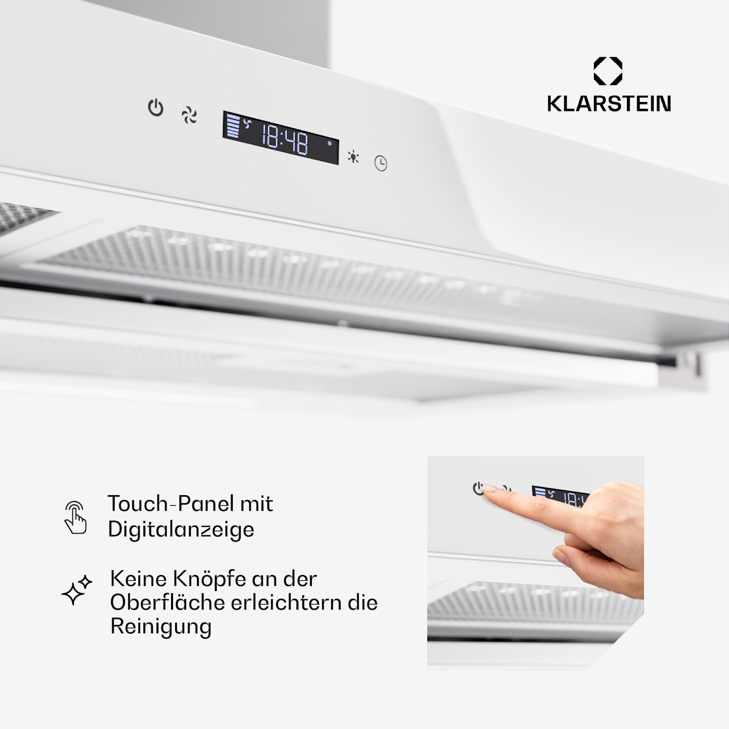 Mariana Neo 90 - Cappa a schermo piatto, 90 cm, 640 m³/ora, scarico, LED 90 cm | Bianco