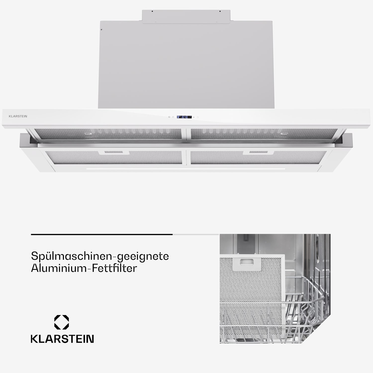 Mariana Neo 90 - Cappa a schermo piatto, 90 cm, 640 m³/ora, scarico, LED 90 cm | Bianco