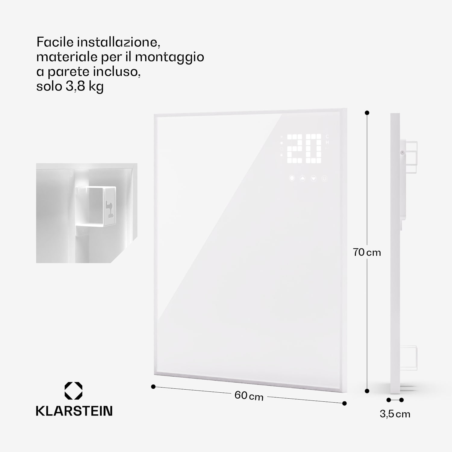 Wonderwall Smart Bornholm - Stufa a infrarossi, 70x60 cm, app, 360W 