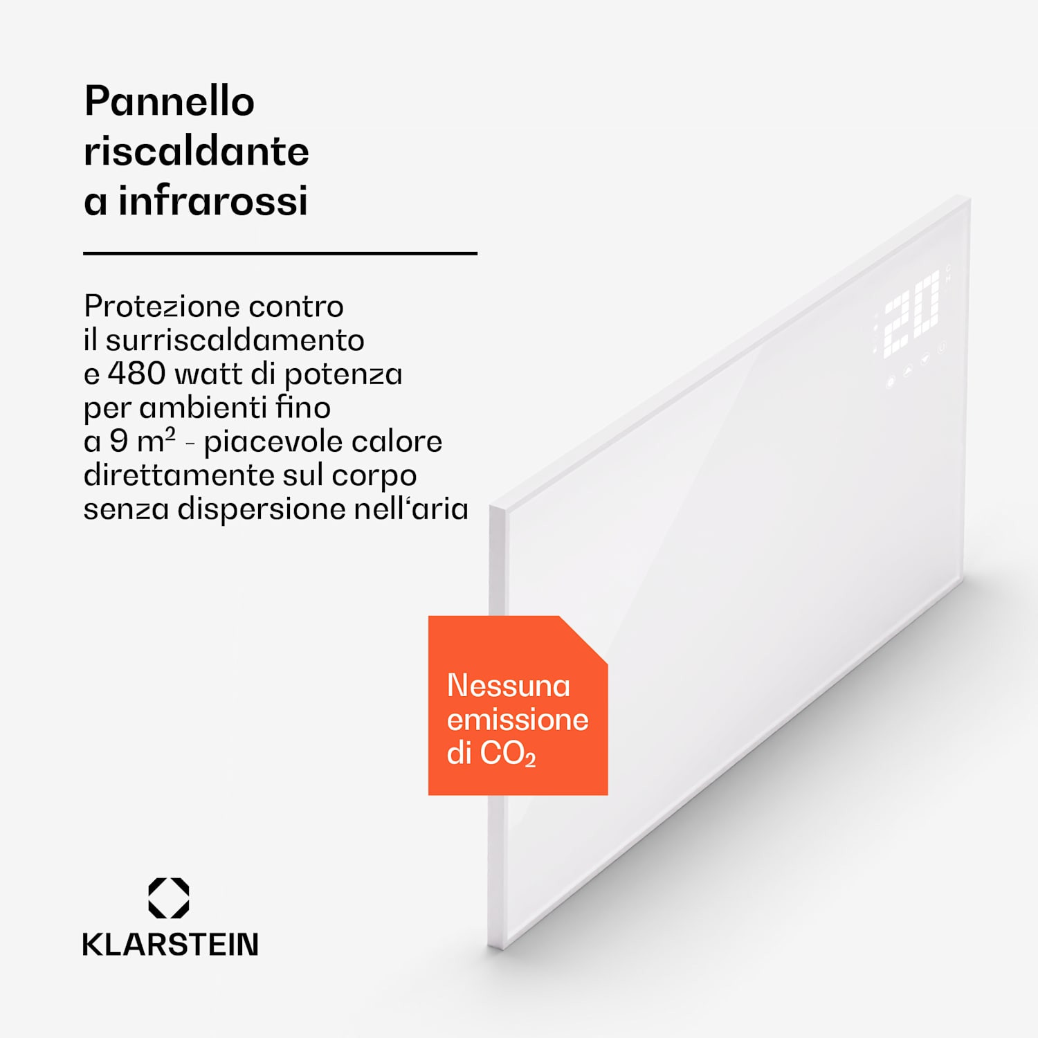 Wonderwall Smart Bornholm - Stufa a infrarossi, 100 x 55 cm, app, 480W 