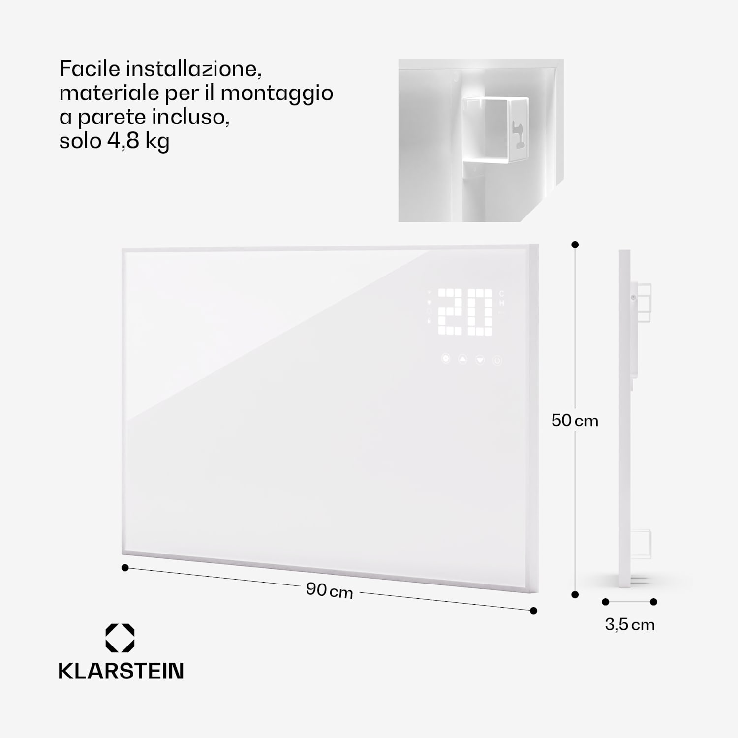 Wonderwall Smart Bornholm - Stufa a infrarossi, 100 x 55 cm, app, 480W 