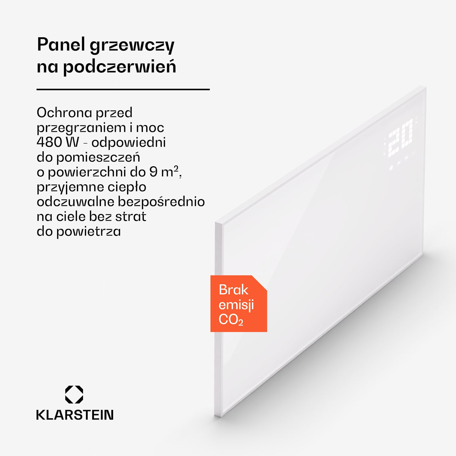 Wonderwall Smart Bornholm, panel grzewczy na podczerwień, grzejnik, promiennik, 480 W, 100 x 55 cm, sterowanie za pomocą aplikacji 