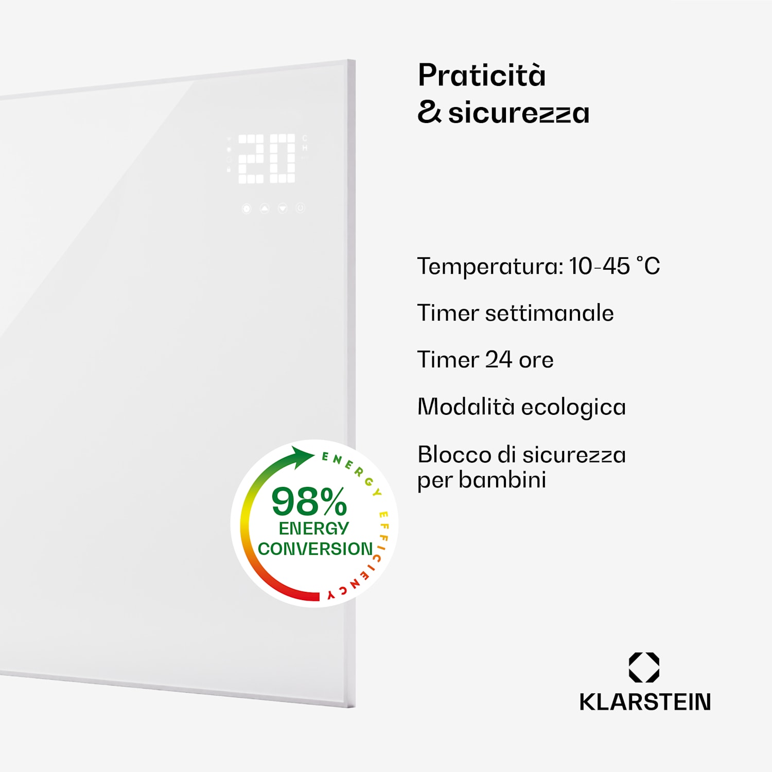 Wonderwall Smart Bornholm riscaldamento a infrarossi 125x100cm App 1200W 