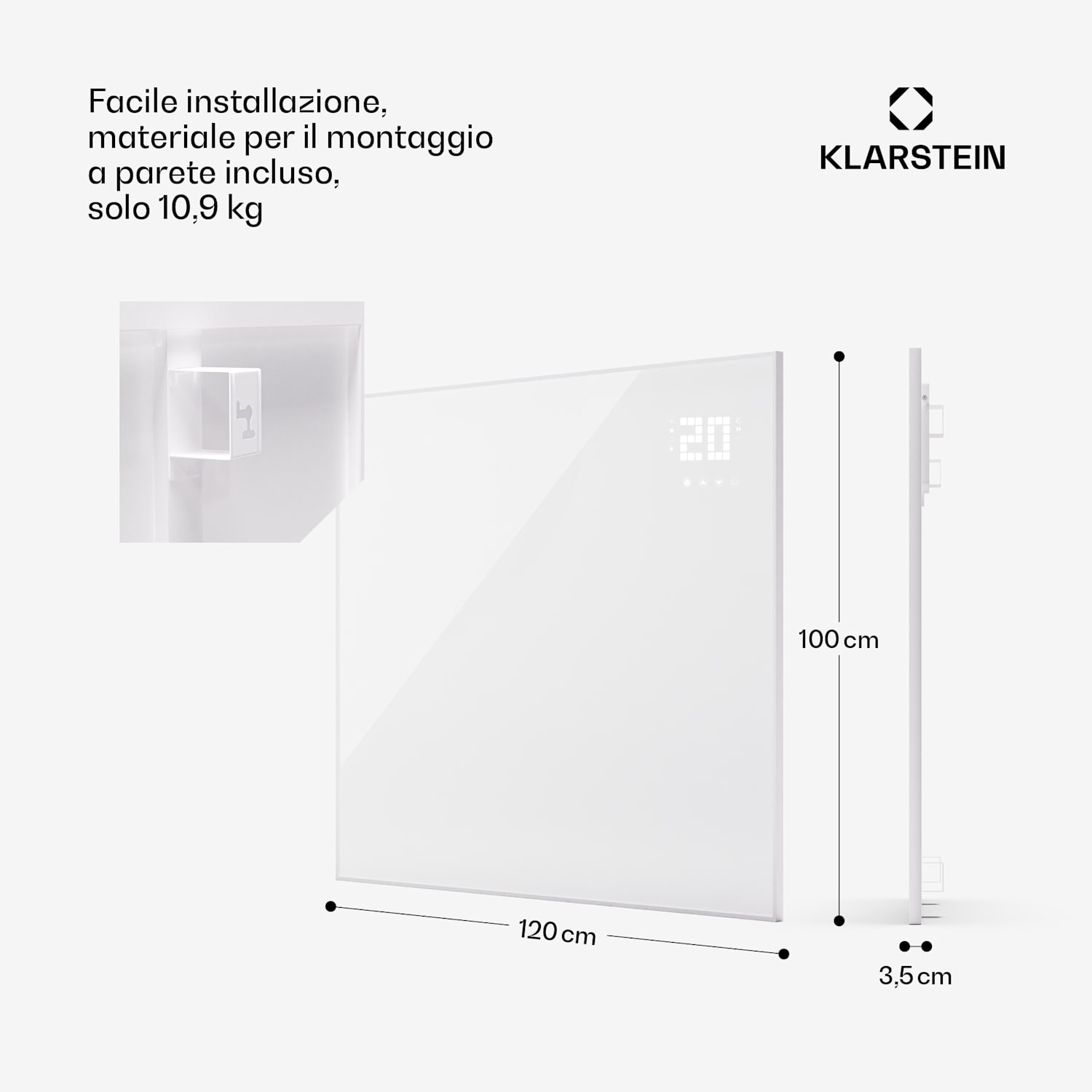 Wonderwall Smart Bornholm riscaldamento a infrarossi 125x100cm App 1200W 