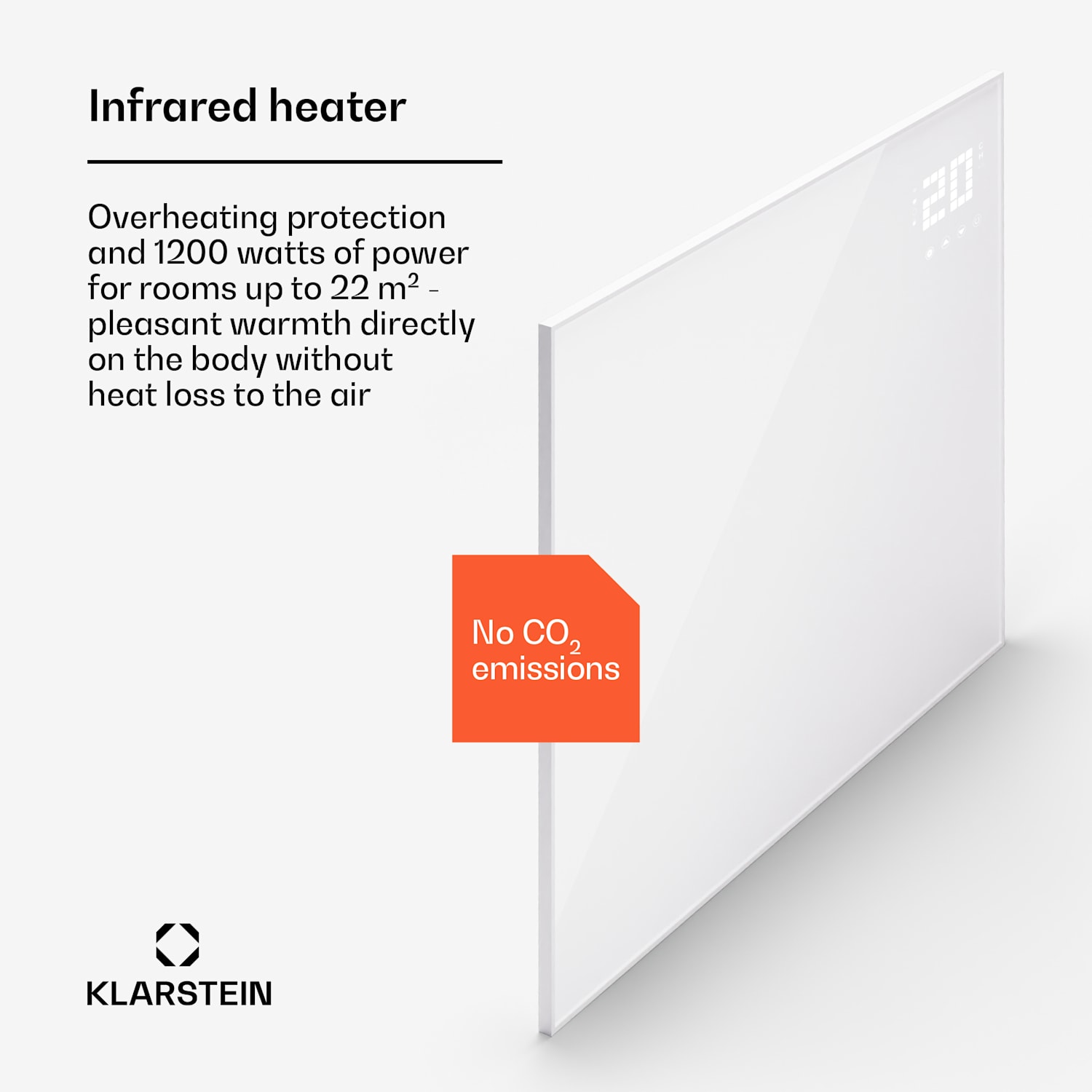 Wonderwall Smart Bornholm infrarood verwarming 125x100cm app 1200W horizontal | 1200 W | Wit