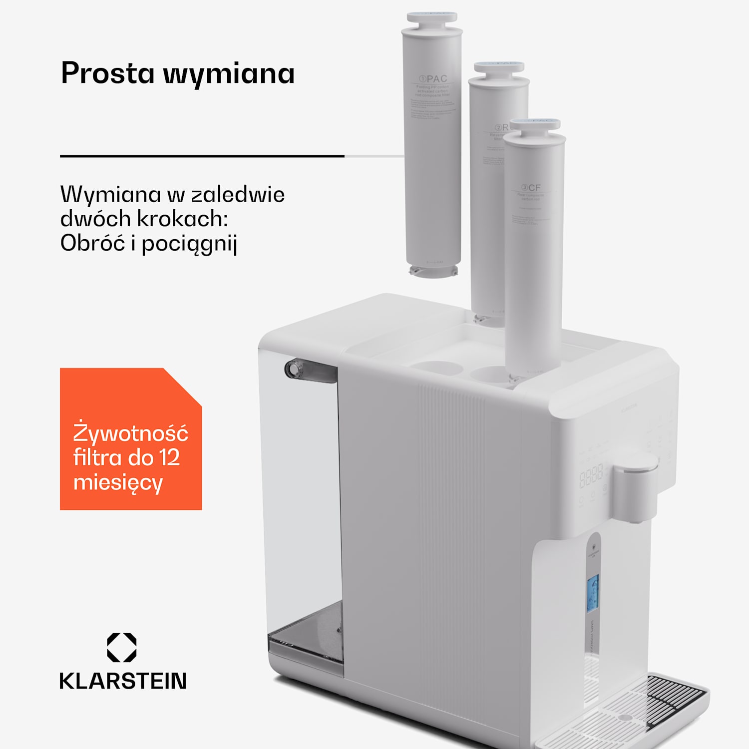 Filtr AquaFina CF system filtracyjny 2-w-1 uzdatnianie wody filtr z węglem aktywnym 