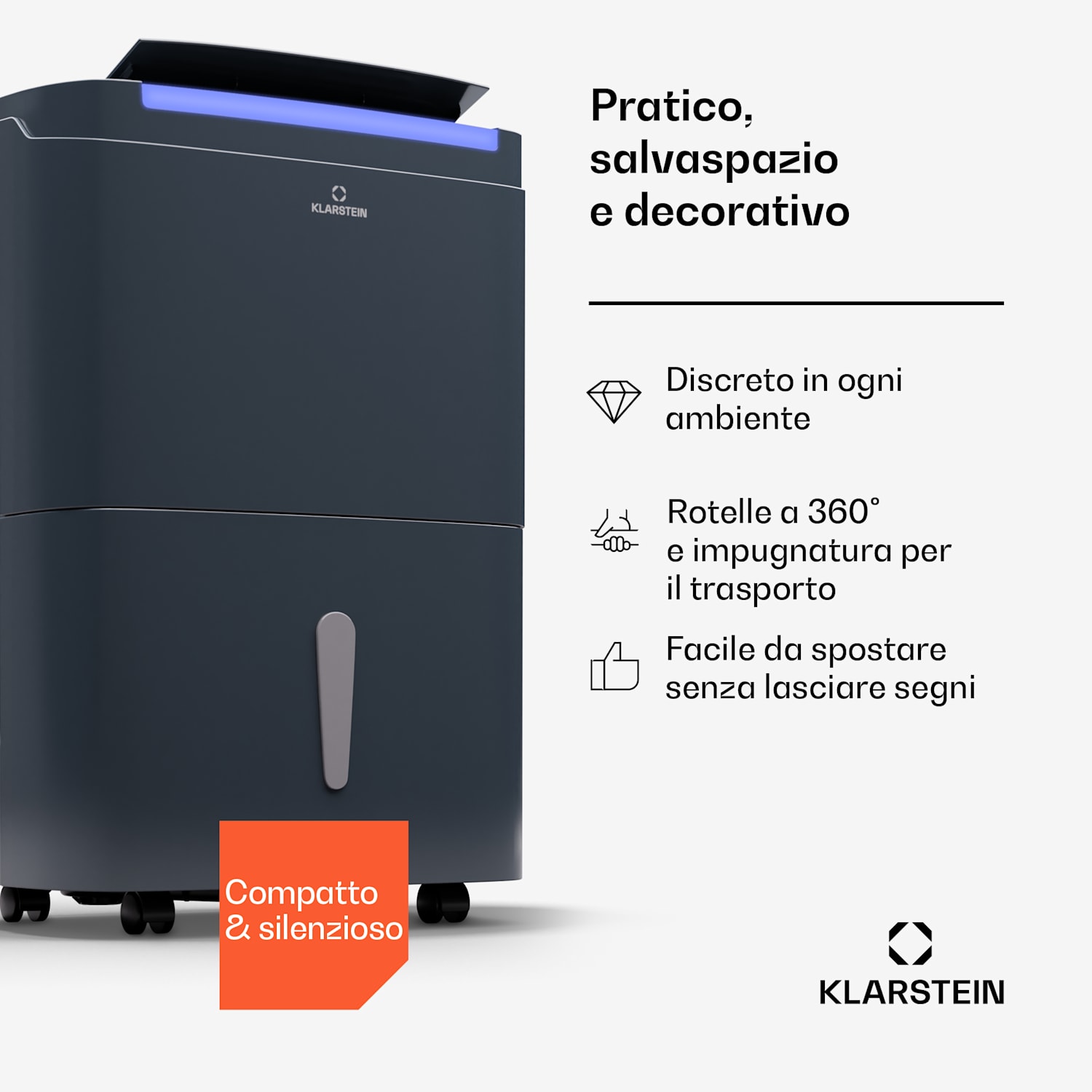 DryFy Connect 30 - Deumidificatore a compressione con interfaccia WiFi, 30 l/giorno, 25-30 m² 30l/24h | Antracite