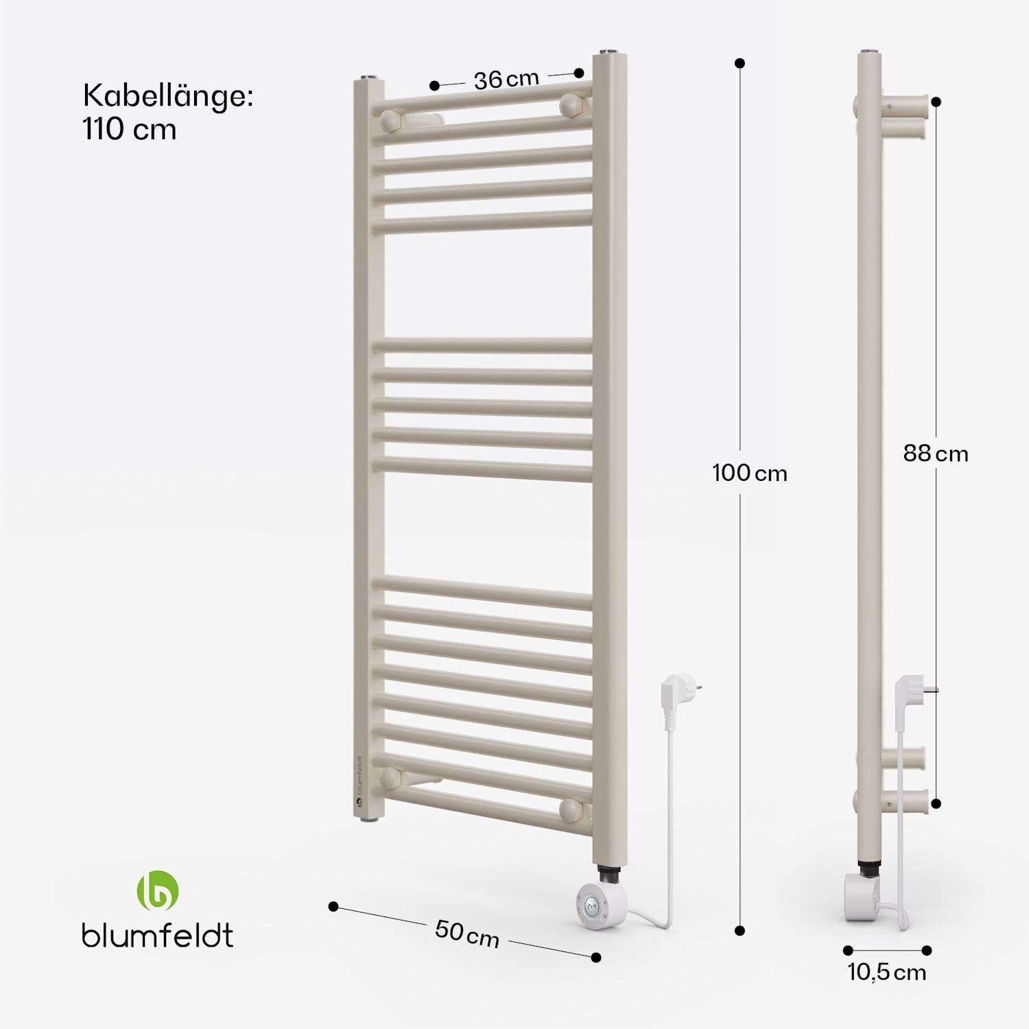 Harrison Smart Radiateur électrique 400 W env. 50x100 cm 3 sèche-serviettes Sable