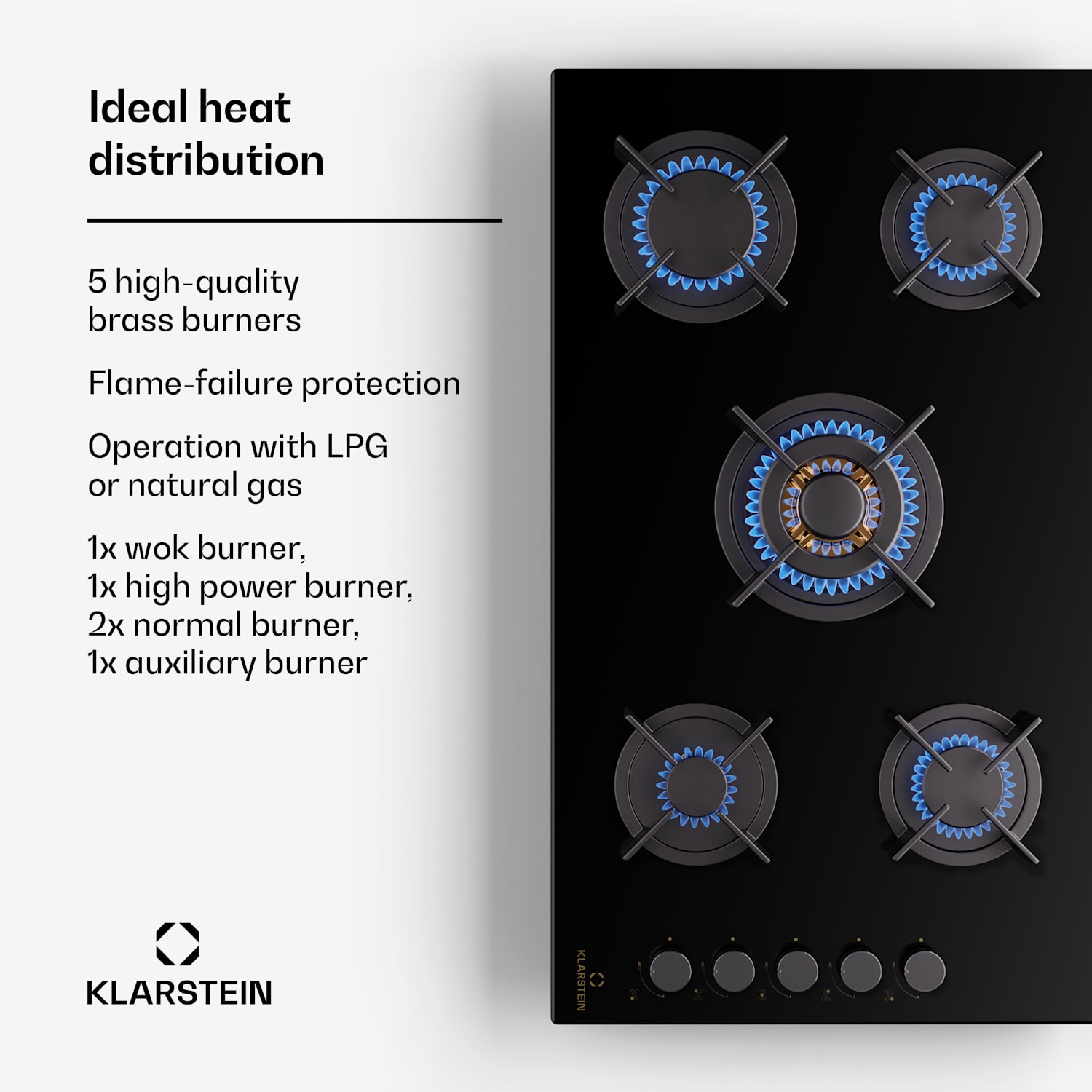  Klarstein Goldflame 5 gas hob 5-burner side control 