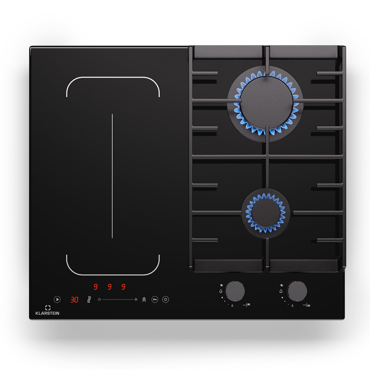 MultiChef 4 induction and gas hobs 4 cooking zones 2 gas burners 2 induction hobs FlexZone Black