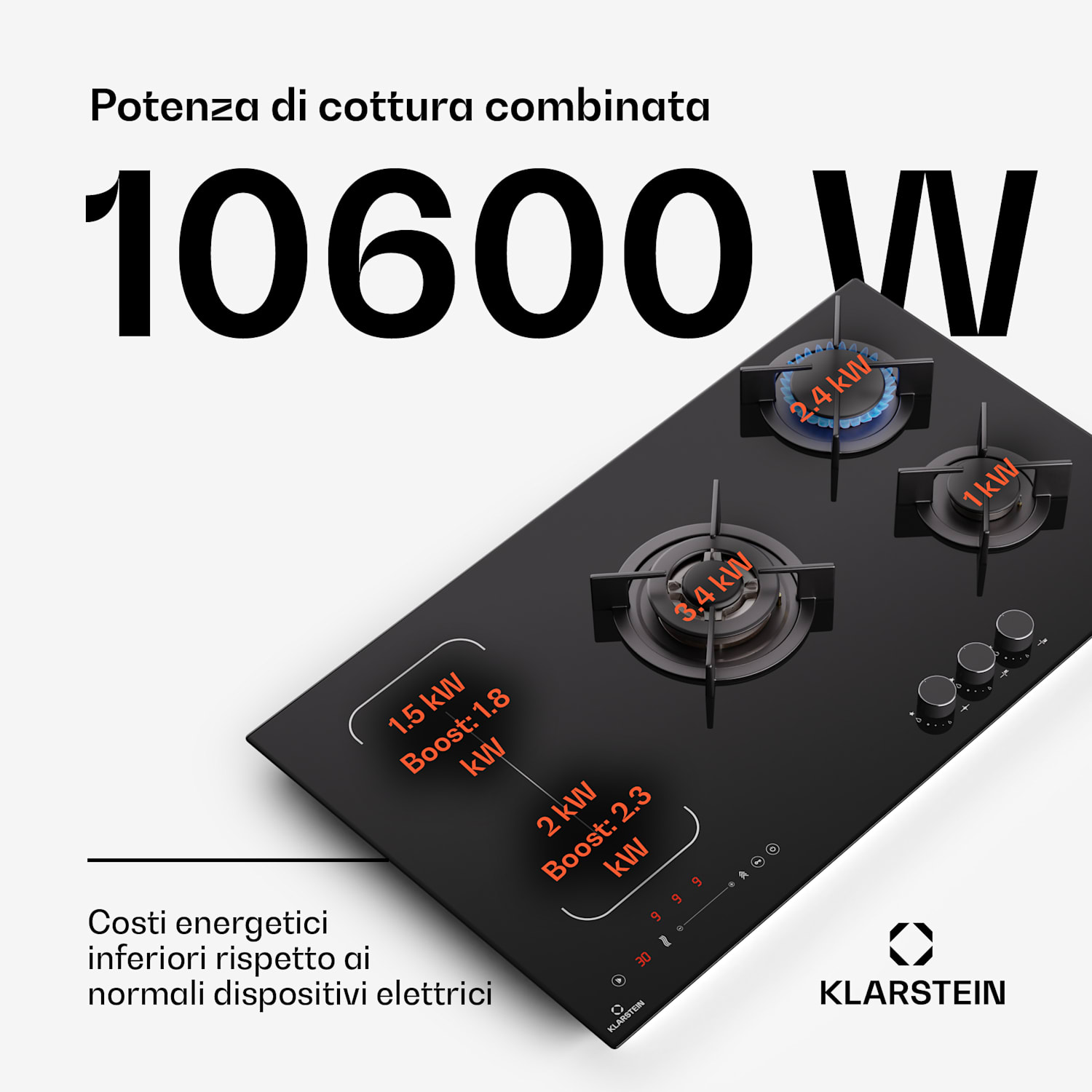 Multichef 5 Wok - Piano cottura a gas e induzione, 5 zone, 3 bruciatori a gas, 2 zone a induzione, FlexZone 