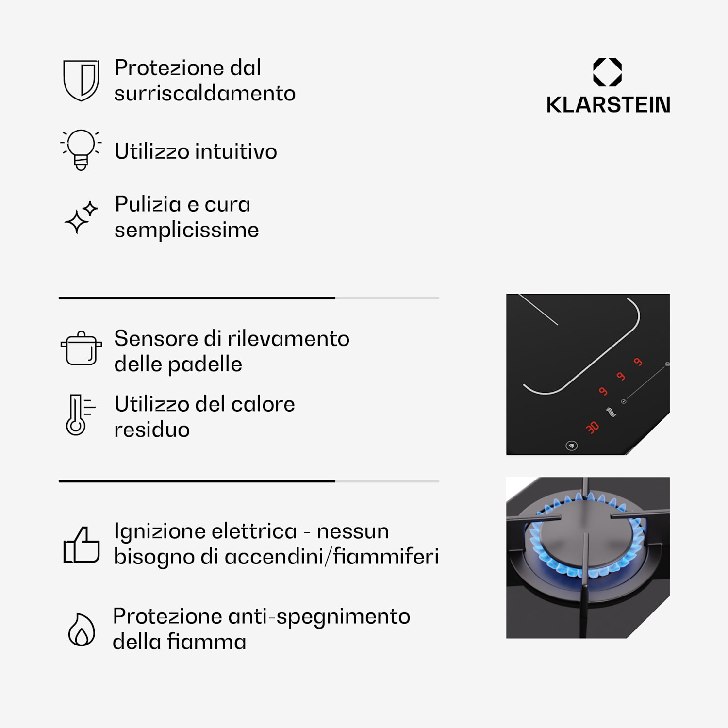 Multichef 5 Wok - Piano cottura a gas e induzione, 5 zone, 3 bruciatori a gas, 2 zone a induzione, FlexZone 