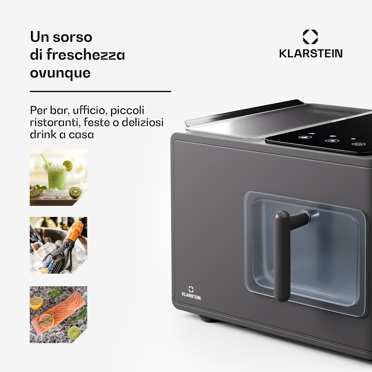 Glacial Pro - Ice maker per ghiaccio granulare, macchina per ghiaccio granulare, modalità rapida, compressore da 200 watt, 15 kg di ghiaccio granulare al giorno, funzionamento silenzioso 