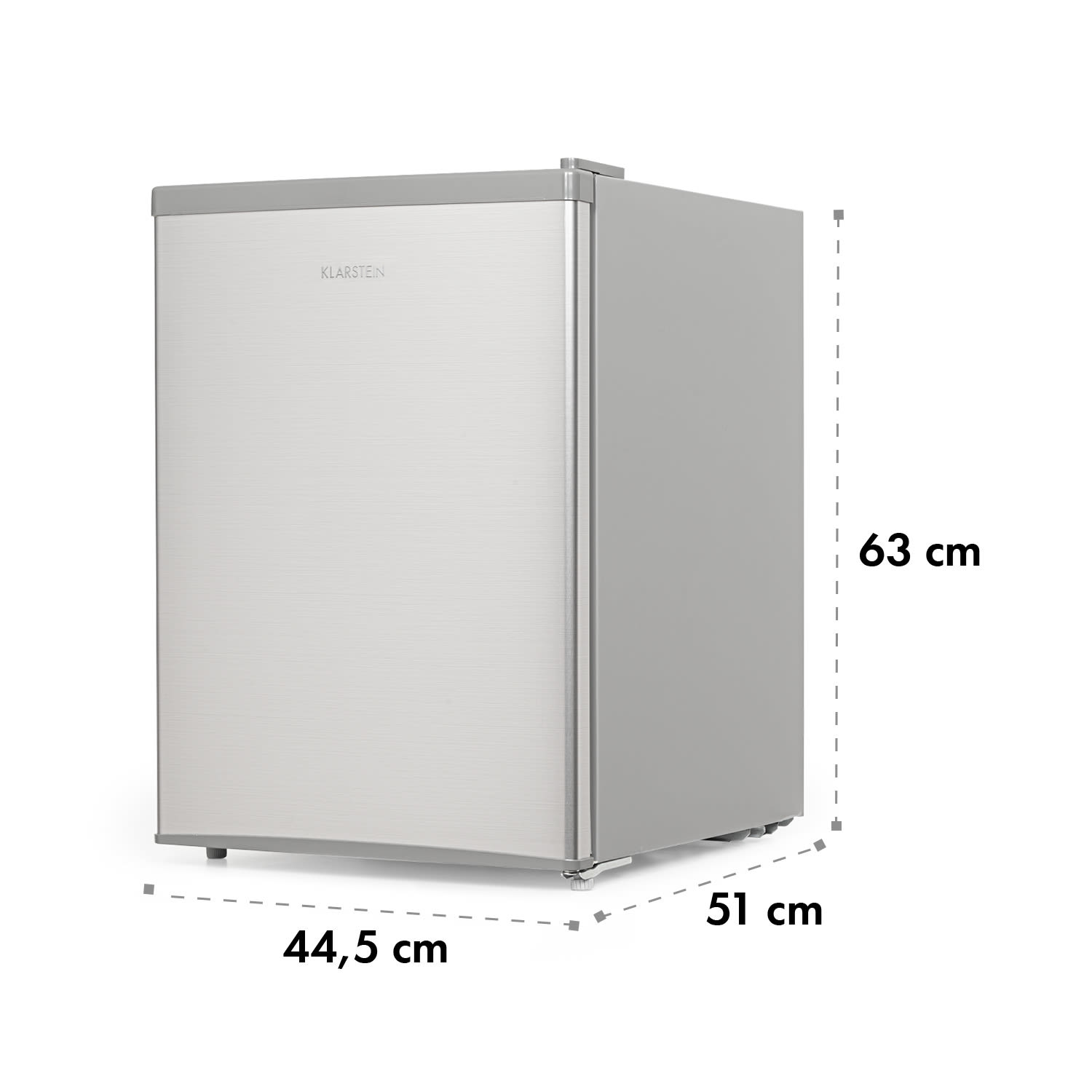 Cool Kid Mini-Kühlschrank mit 4-L-Gefrierfach 66 Liter 41dB Silbergrau