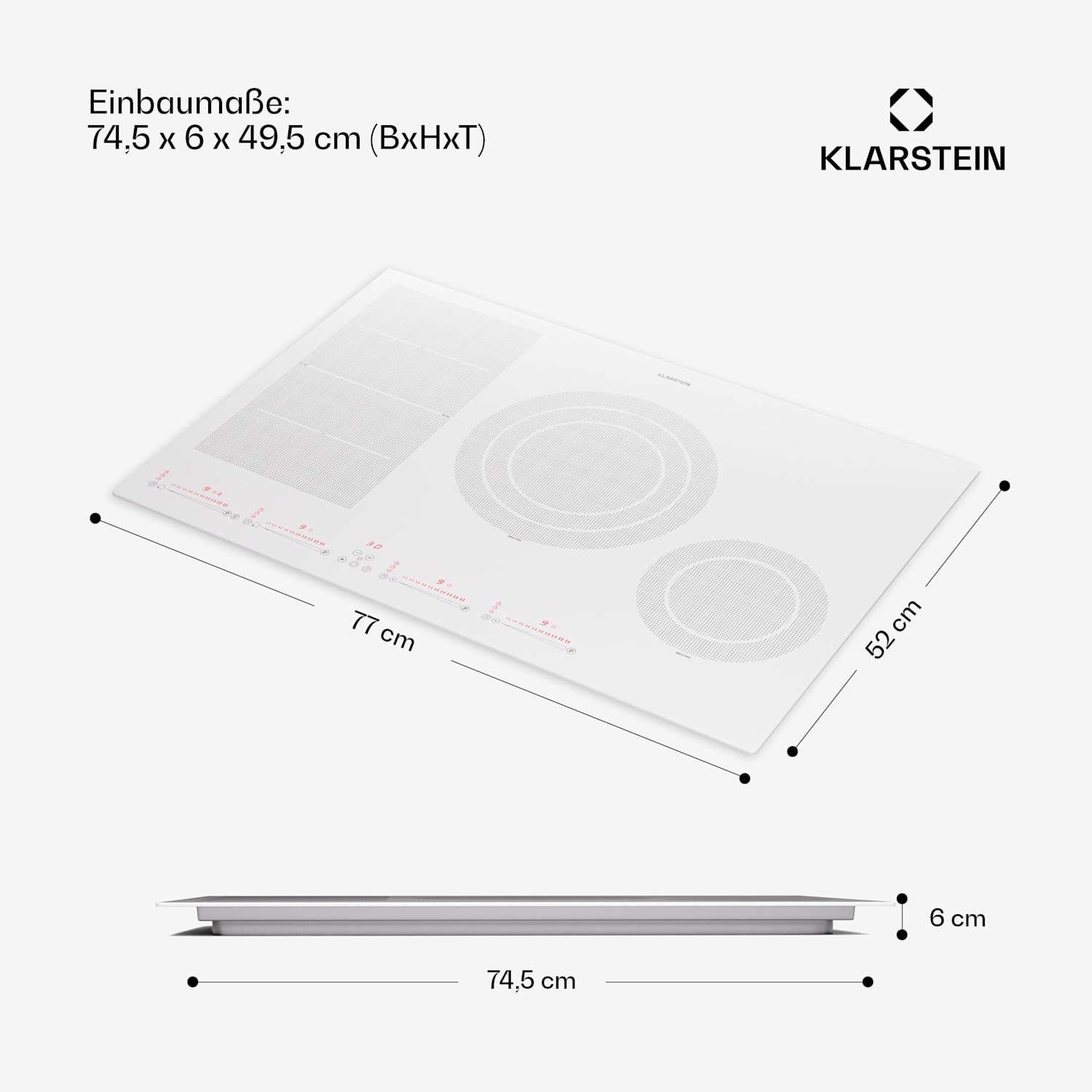 Masterzone 77 Hybrid Induktionskochfeld Einbau 4 Flex-Zonen ThermoBoost Smart Flex Technology max. 7200 Watt 
