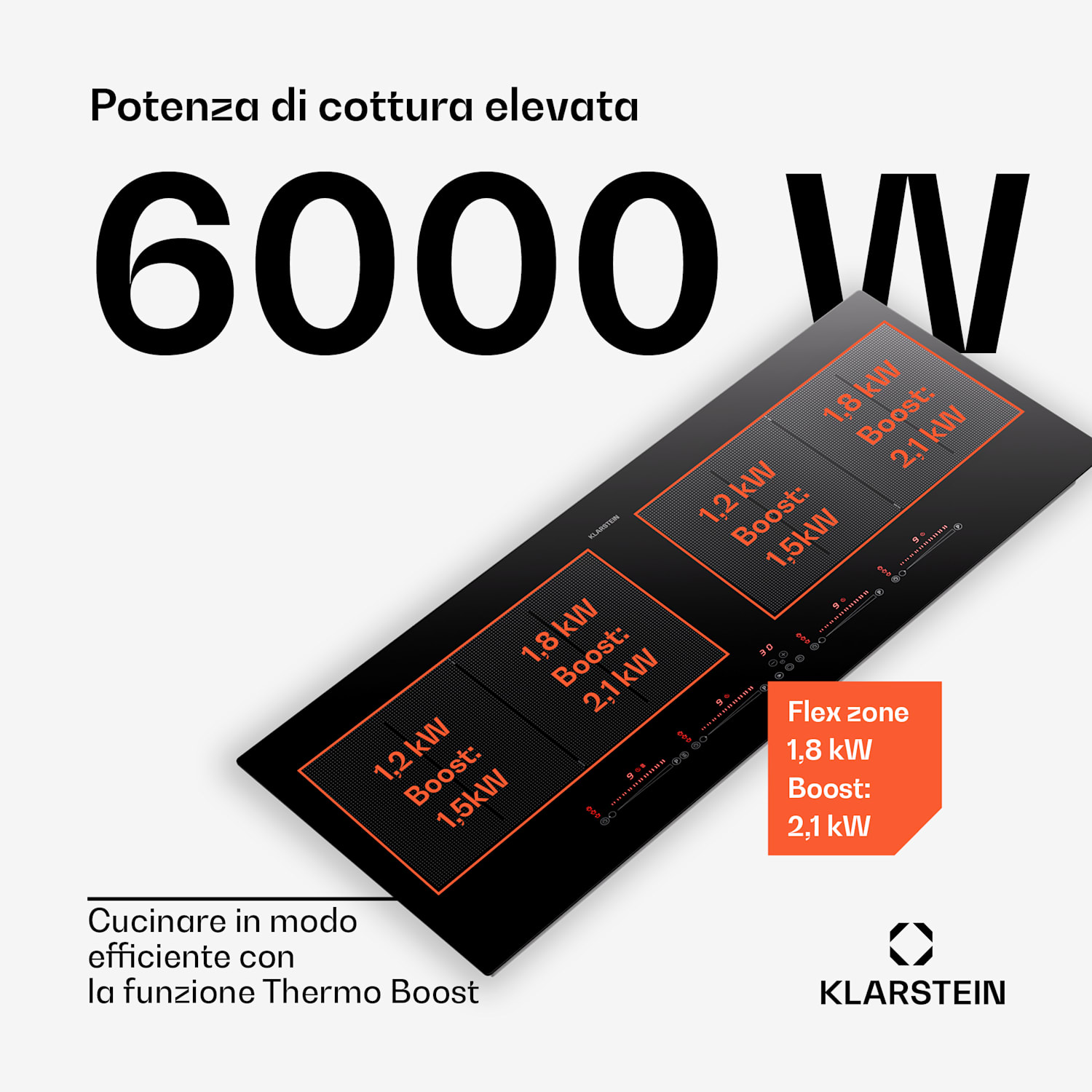 Masterzone 90 Slim Flex piano cottura a induzione, incasso, 4 zone di cottura, 2 zone Flex, ThermoBoost, tecnologia Smart Flex, max. 7200 Watt 