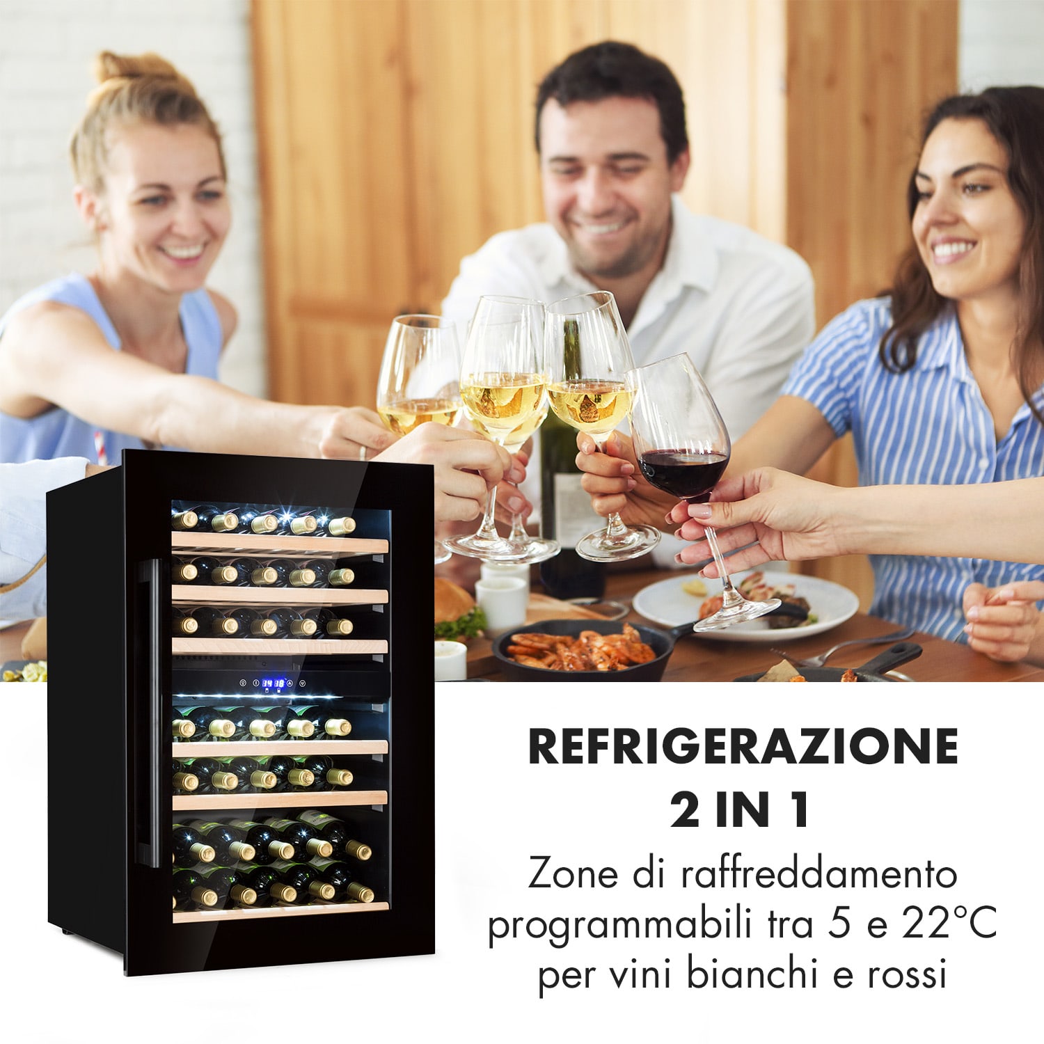 Vinsider 41 Frigorifero da incasso Duo Onyx 41 Fl 2 zone 41 bottiglie | 2 zone di raffreddamento | Nero