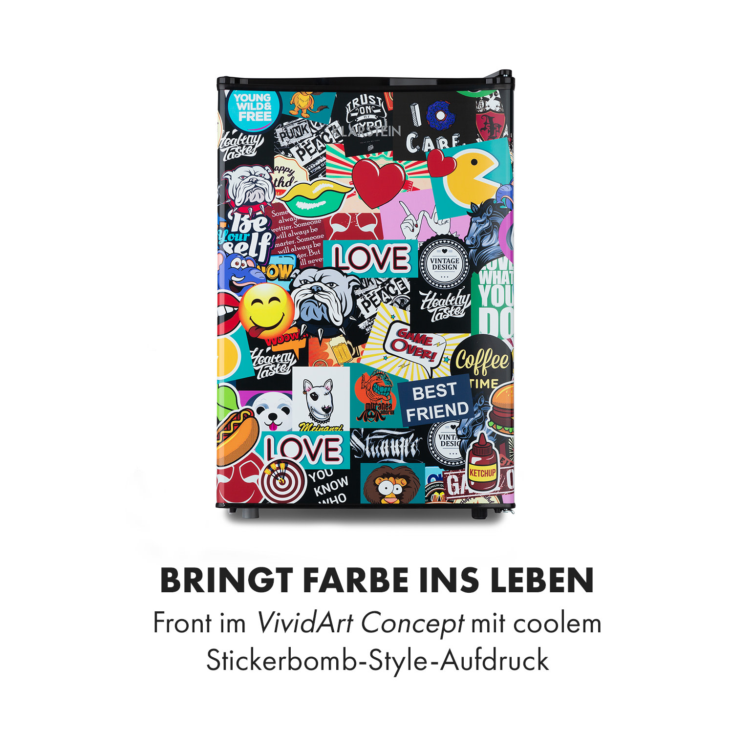 Frigorifero Cool Vibe 70+ 72 litri 2 ripiani Stickerbomb-Style 