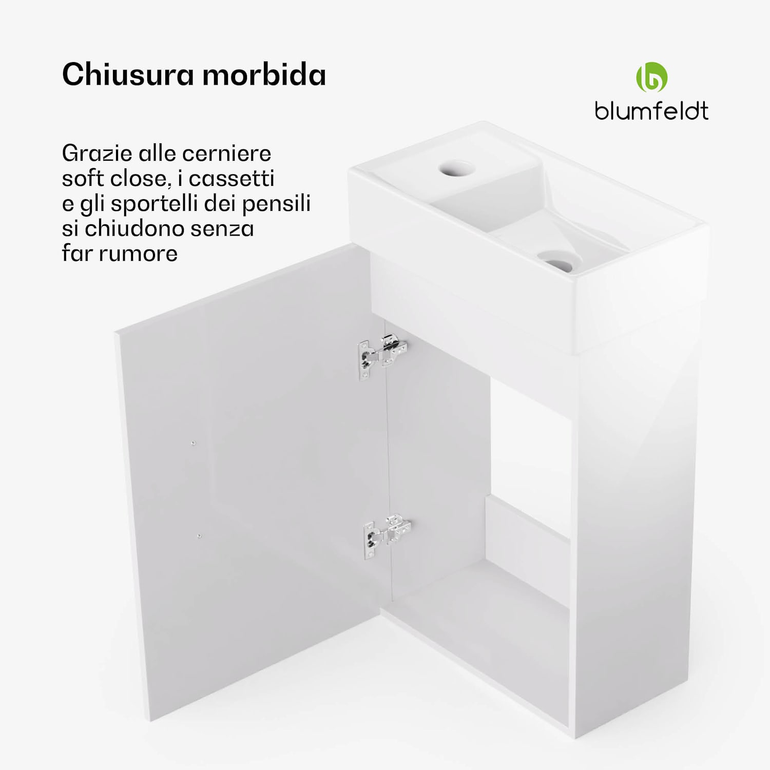 Johnstone portalavabo, mobiletto per il bagno, armadietto da bagno, 40 cm, con lavabo in ceramica, funzione soft close, spazio per riporre gli oggetti, splendente 40_cm | Bianco