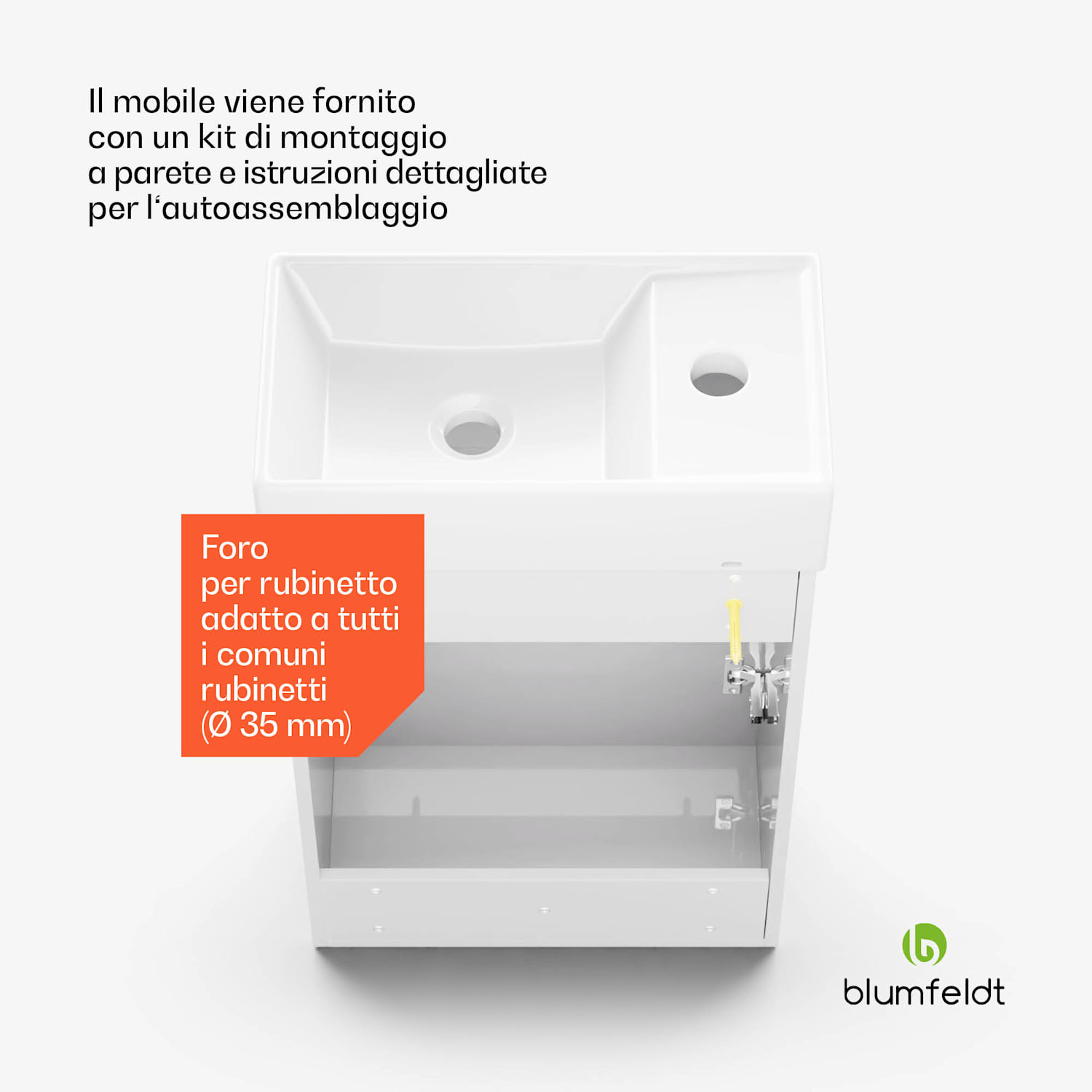 Johnstone portalavabo, mobiletto per il bagno, armadietto da bagno, 40 cm, con lavabo in ceramica, funzione soft close, spazio per riporre gli oggetti, splendente 40_cm | Bianco