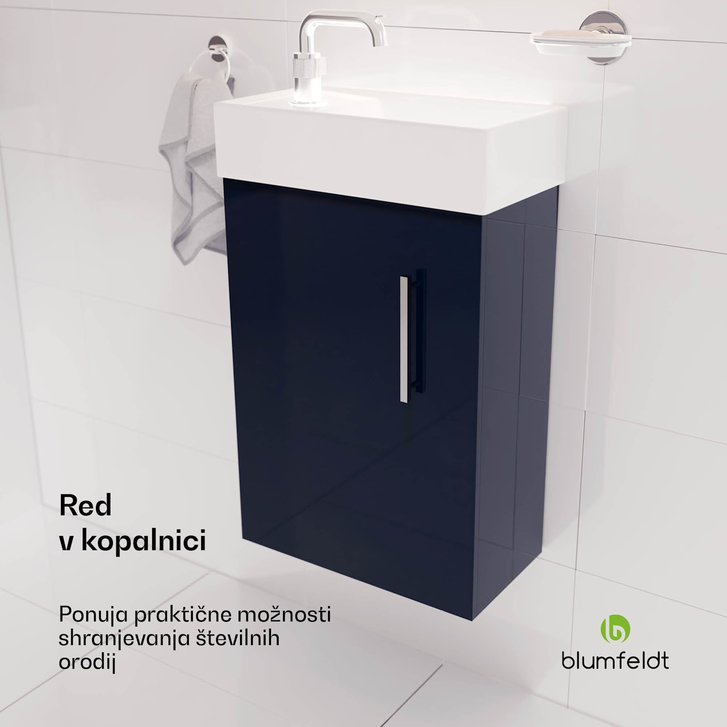 Johnstone, umivalnik in kopalniška omarica, 40 cm, keramični umivalnik, mehko zapiranje 