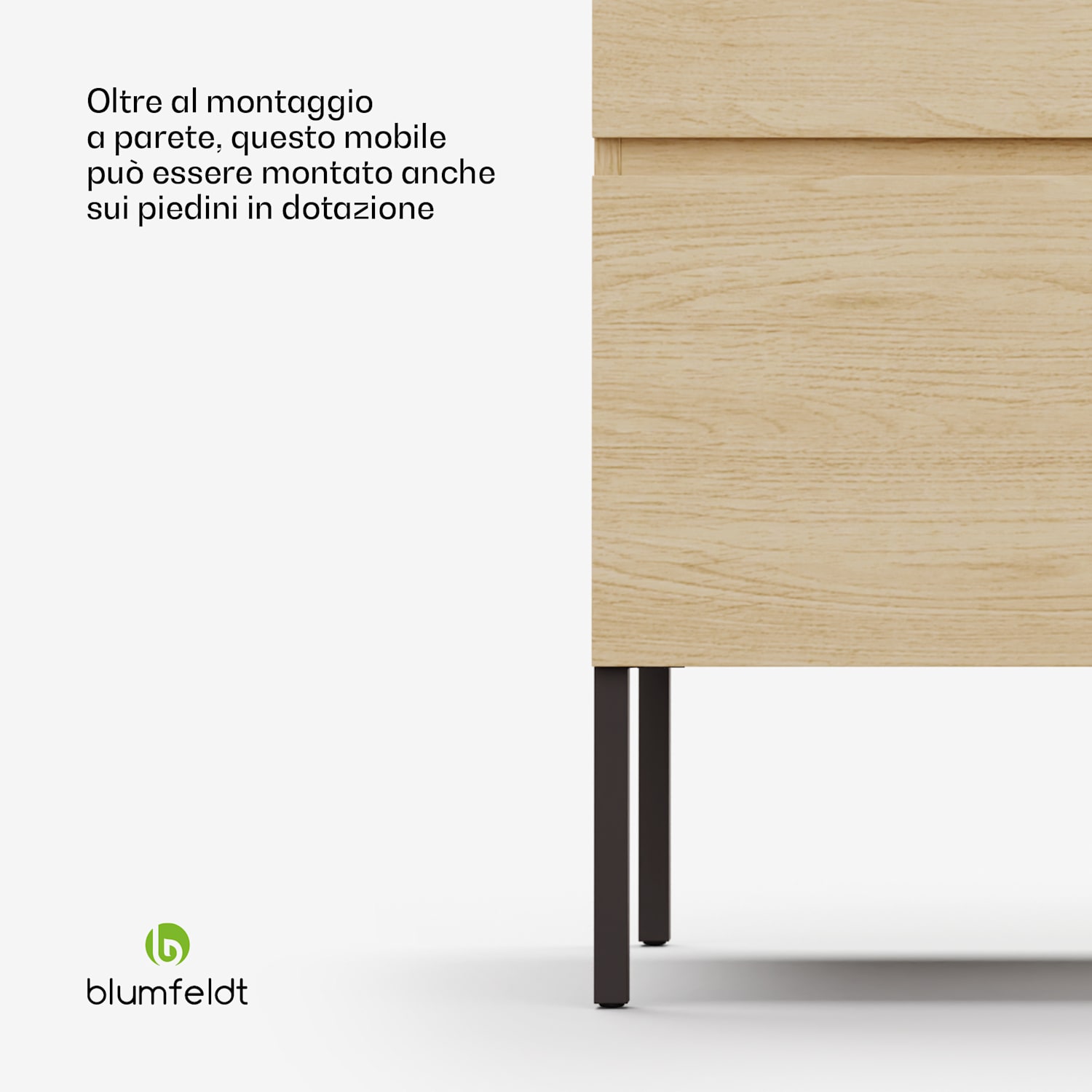 Johnstone portalavabo, mobiletto per il bagno, armadietto da bagno, 60 cm, con lavabo in ceramica, funzione soft close, 2 cassetti, pratico spazio per riporre gli oggetti, legno naturale 60 cm
